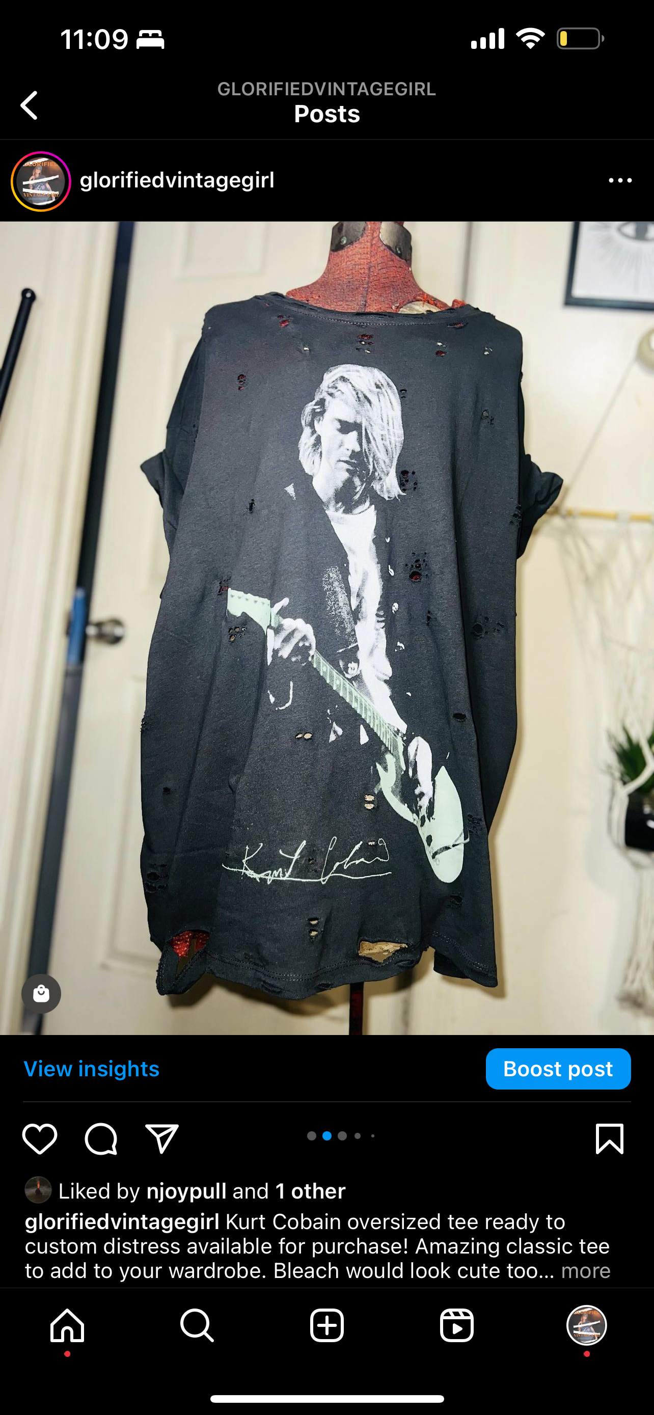 Kurt Cobain Oversized Distressed Tee