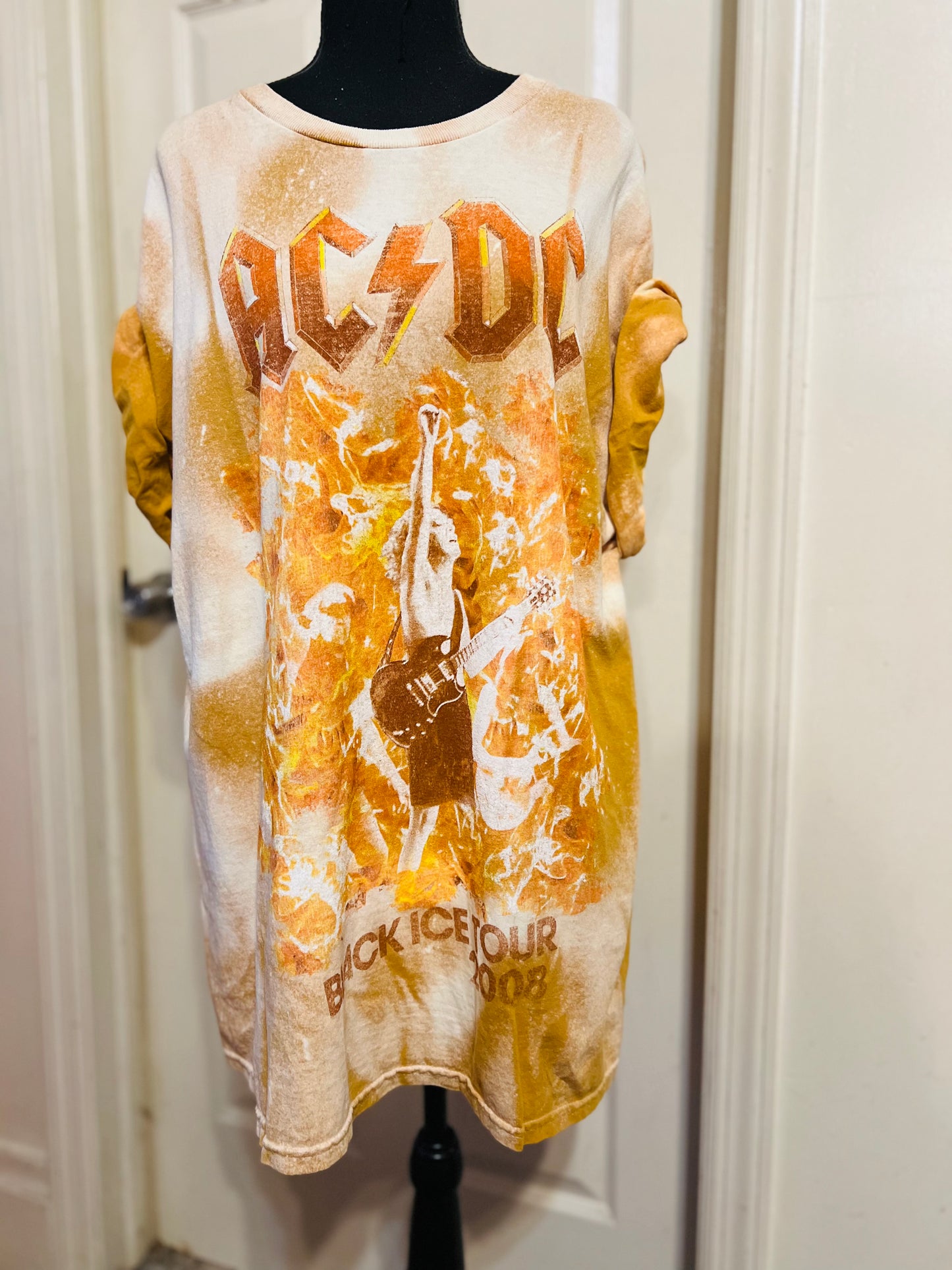 AC/DC Bleached Oversized Distressed Tee