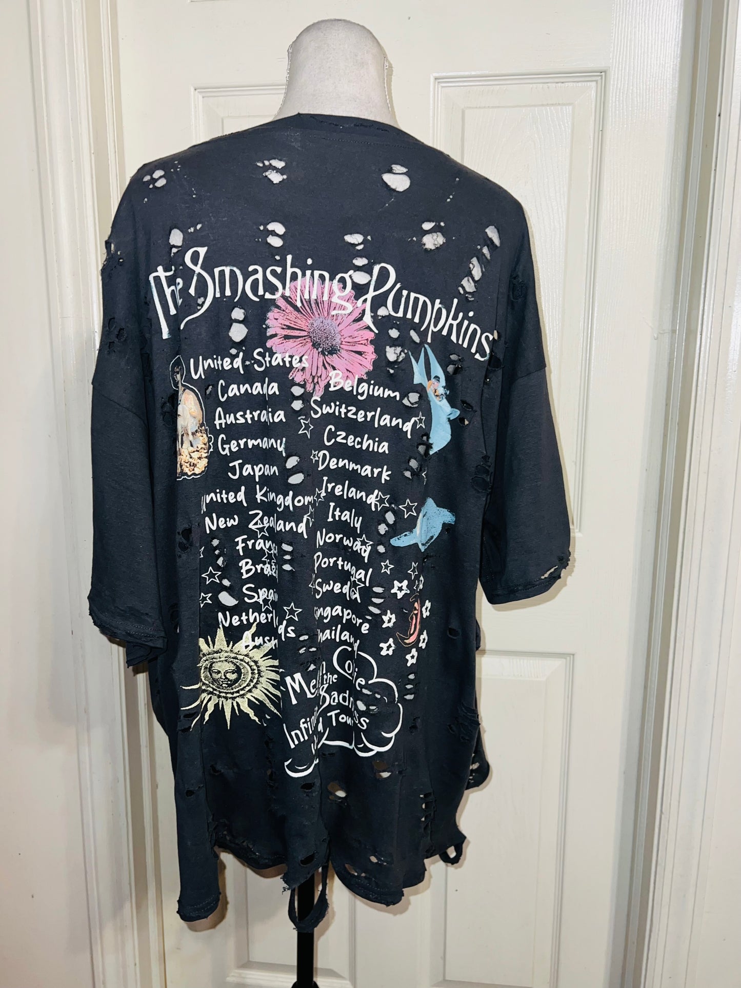 Smashing Pumpkins Double Sided Oversized Distressed Tee