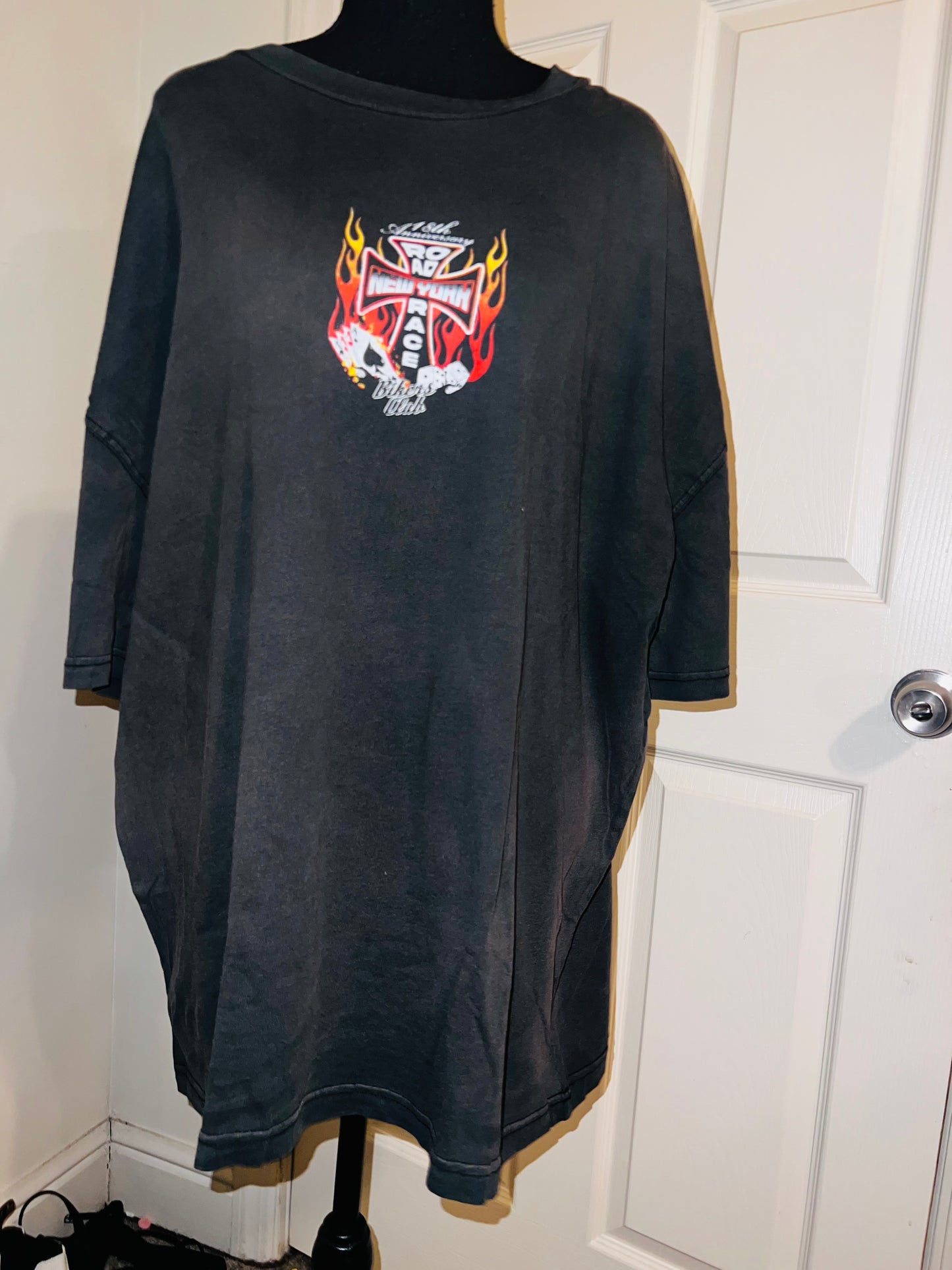 Bikers Club Road Race 18th Anniversary Vintage Oversized Distressed Tee