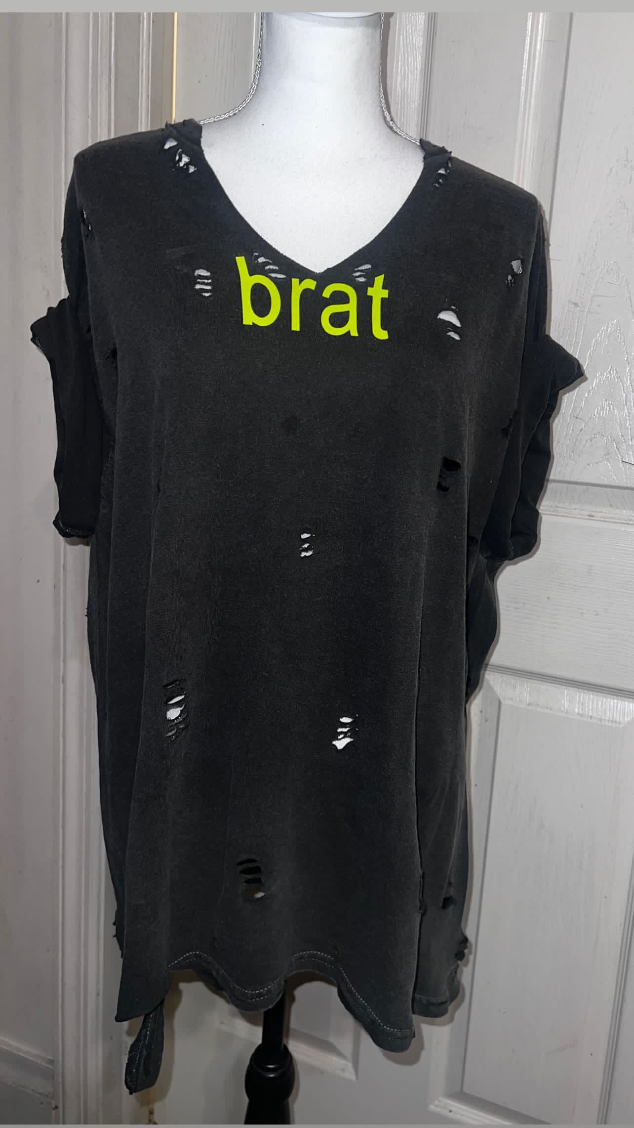 Charli XCX brat Double Sided Oversized Distressed Tee