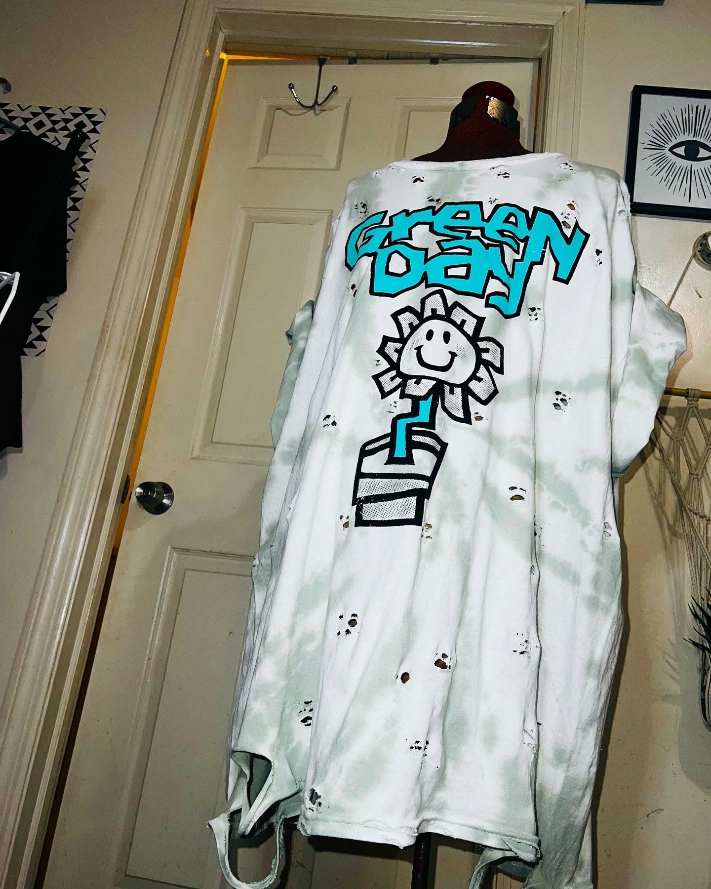 Green Day Tie Dye Double Sided Distressed Tee