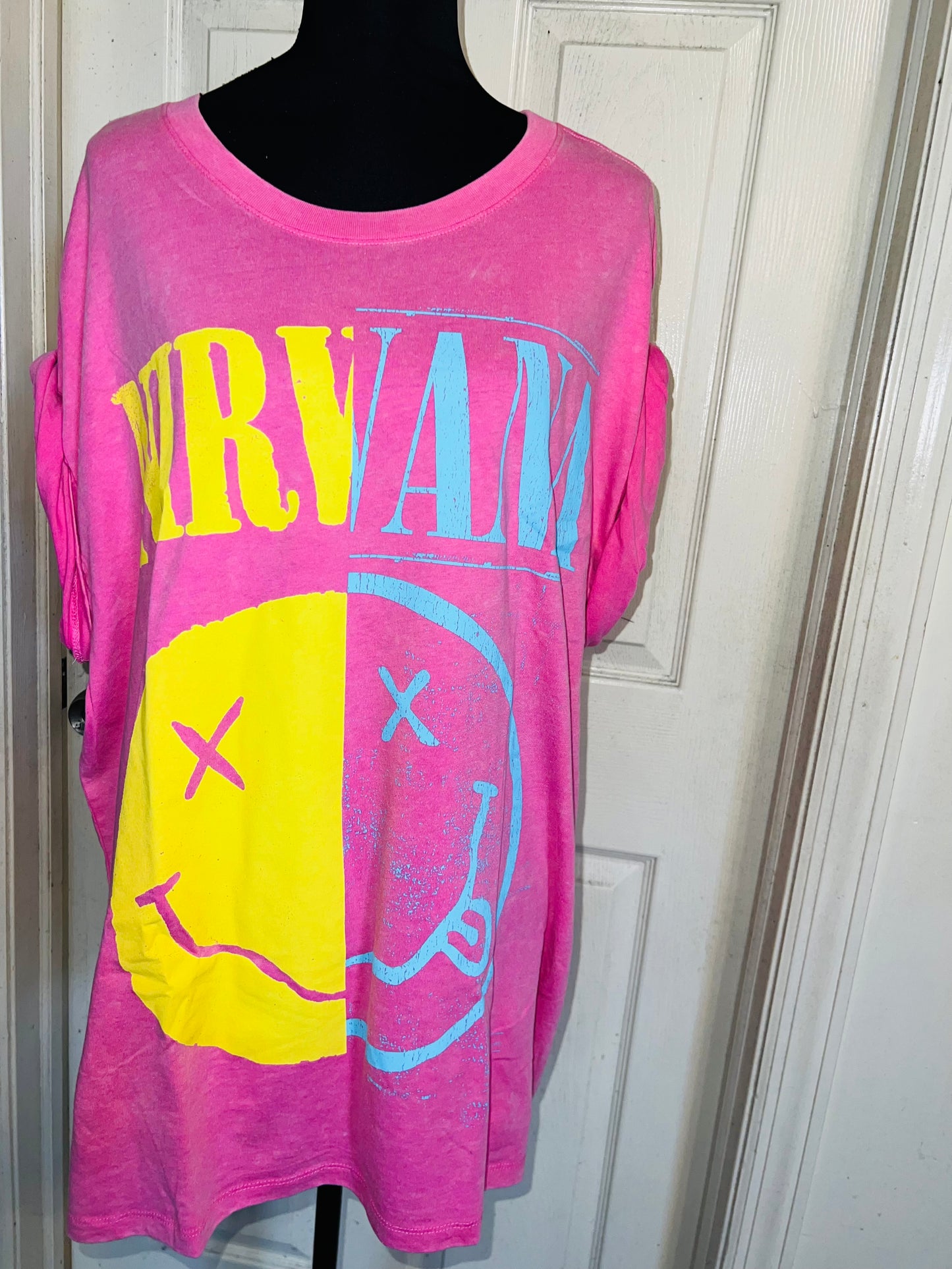 Nirvana Double Sided Oversized Distressed Tee