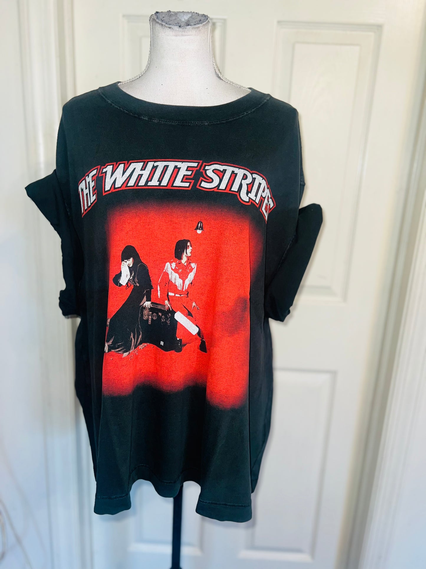 The White Stripes Double Sided Oversized Distressed Tee