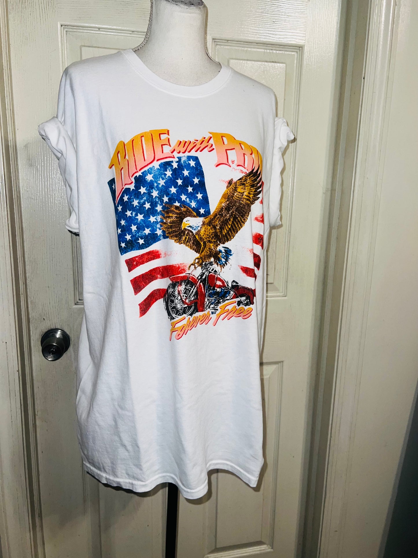 Ride With Pride Oversized Distressed Tee