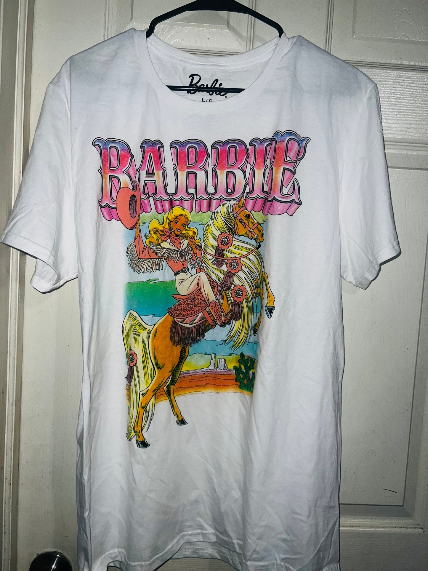 Barbie Cowgirl Oversized Distressed Tee