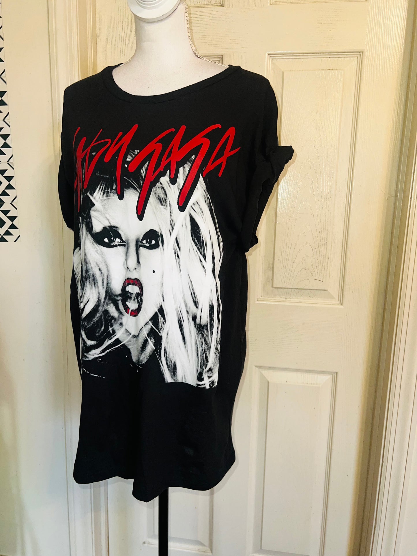 Lady Gaga Oversized Distressed Tee