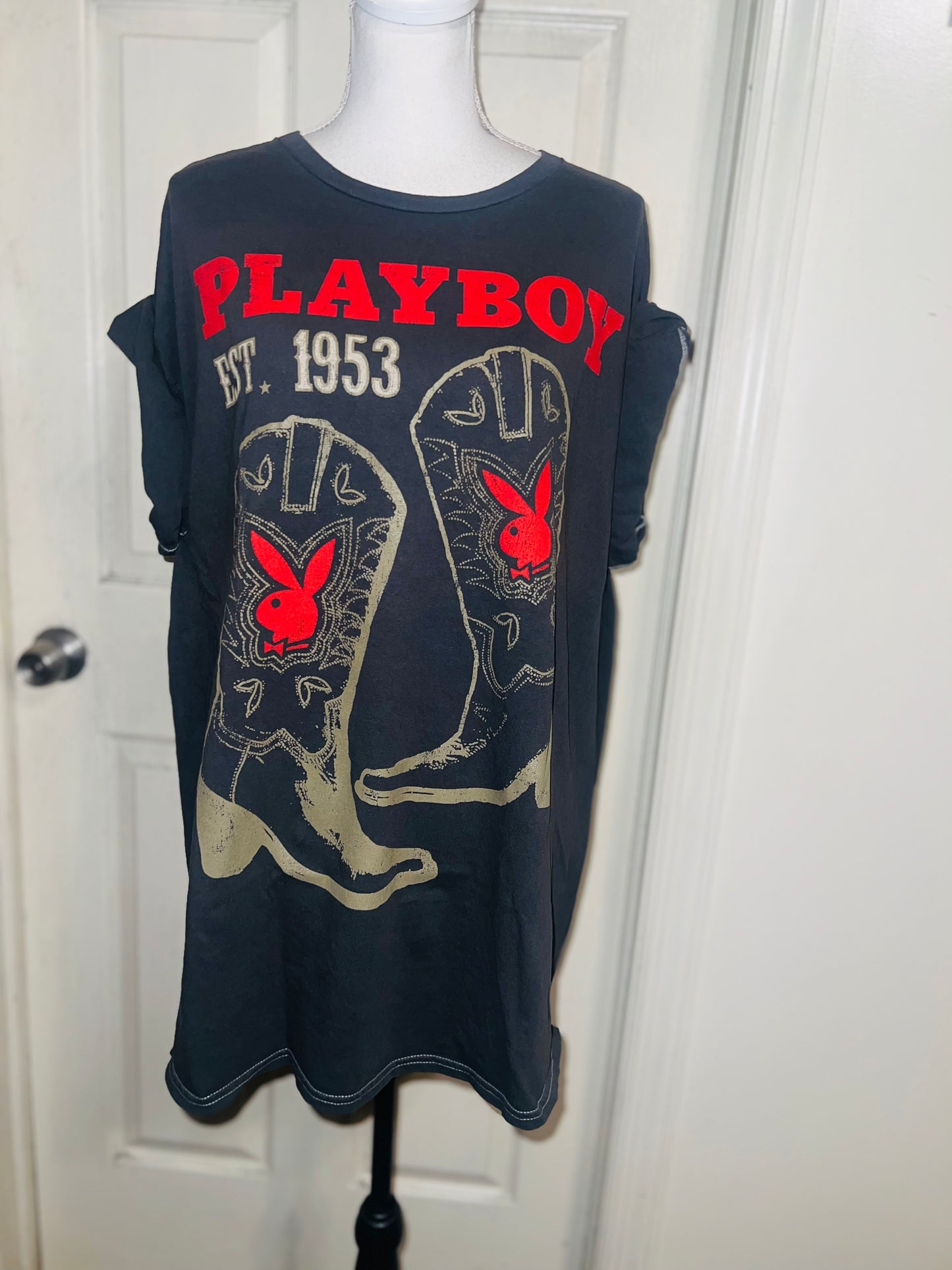 Playboy Cowboy Oversized Distressed Tee