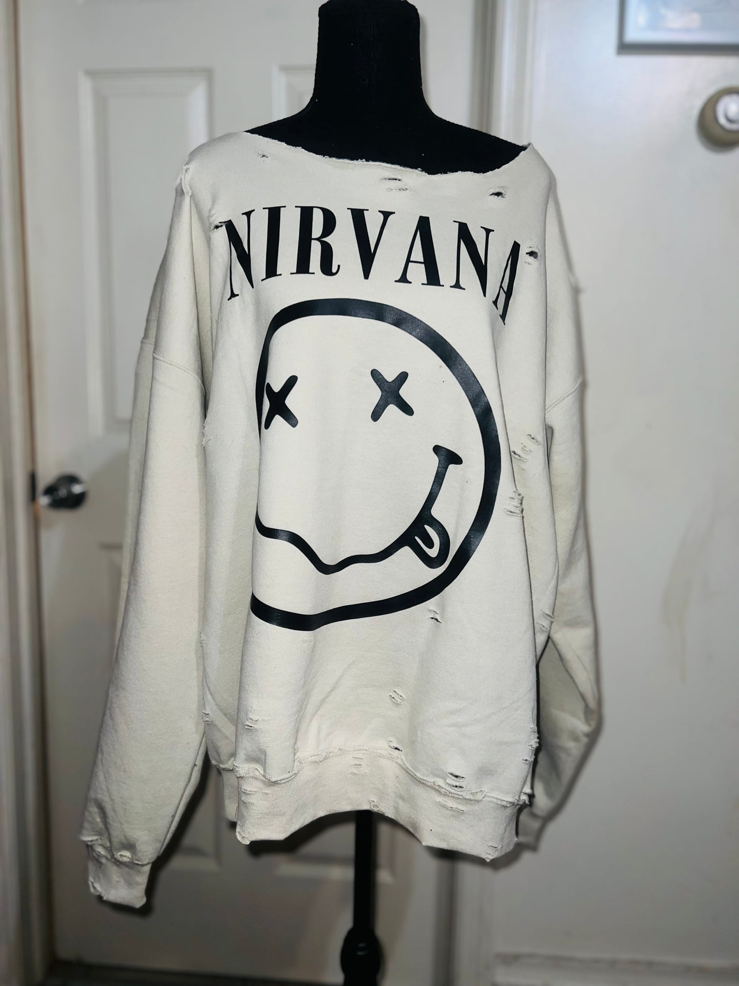 Nirvana Oversized Distressed Sweatshirt