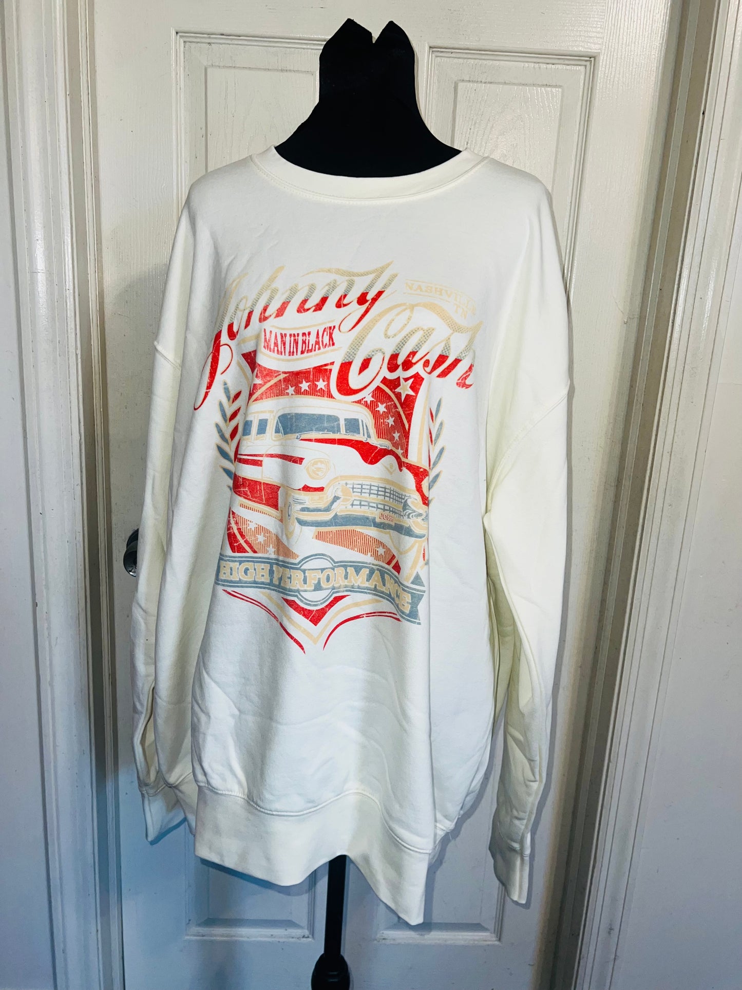 Johnny Cash Oversized Distressed Sweatshirt