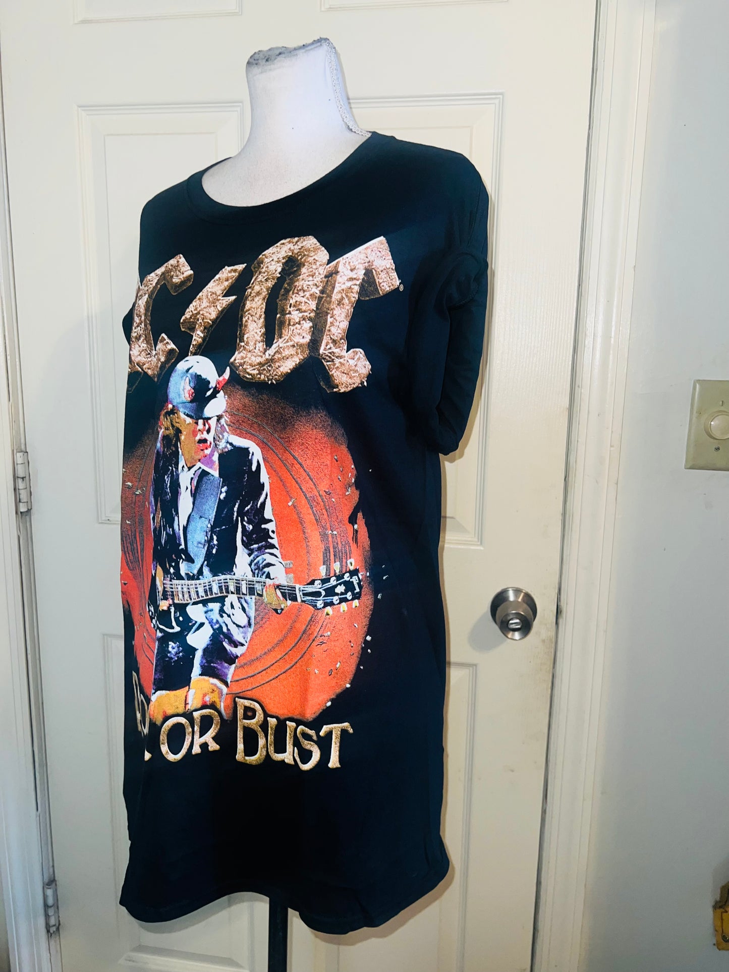 AC/DC Double Sided Oversized Distressed Tee