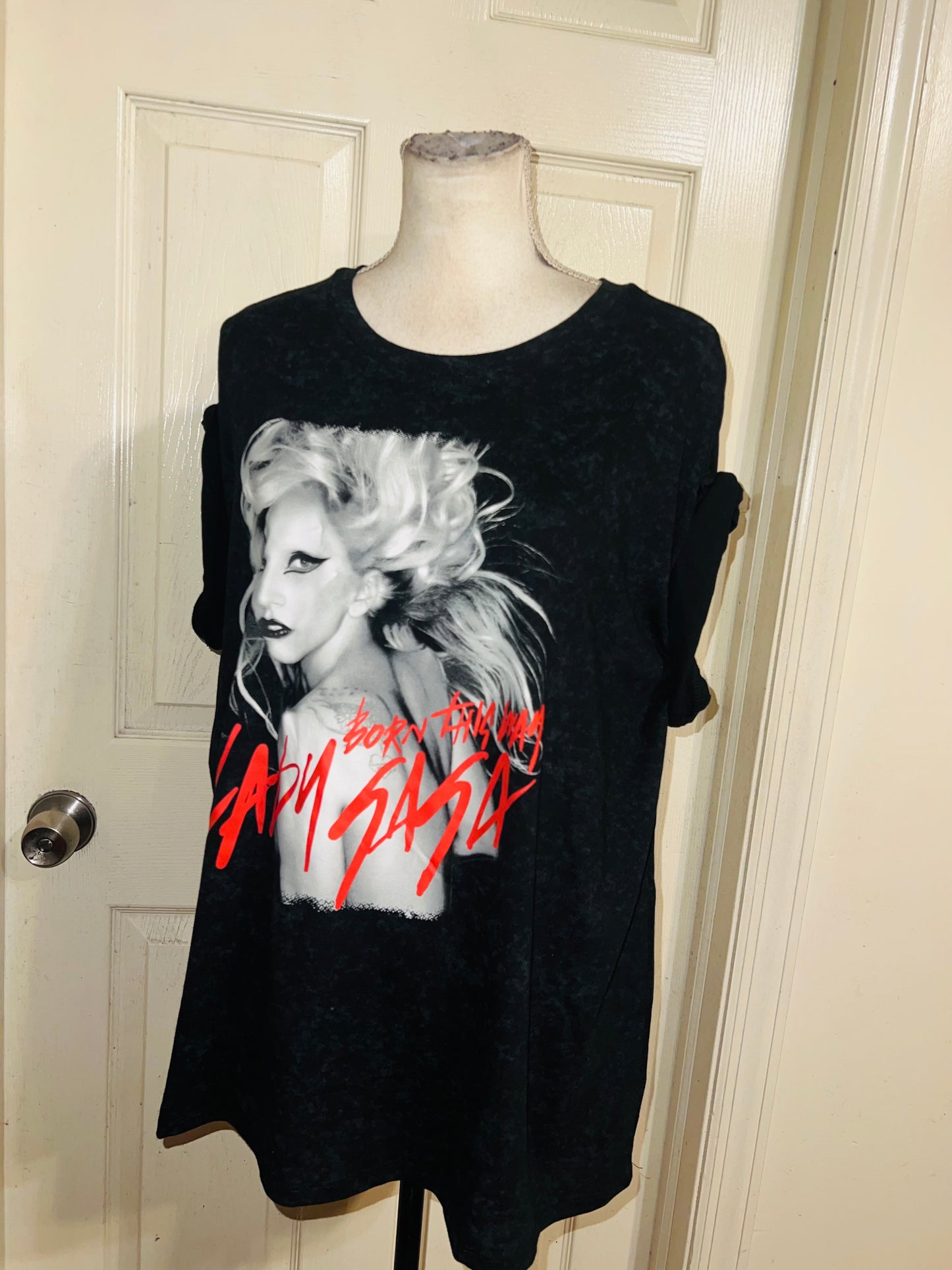 Lady Gaga Oversized Distressed Tee