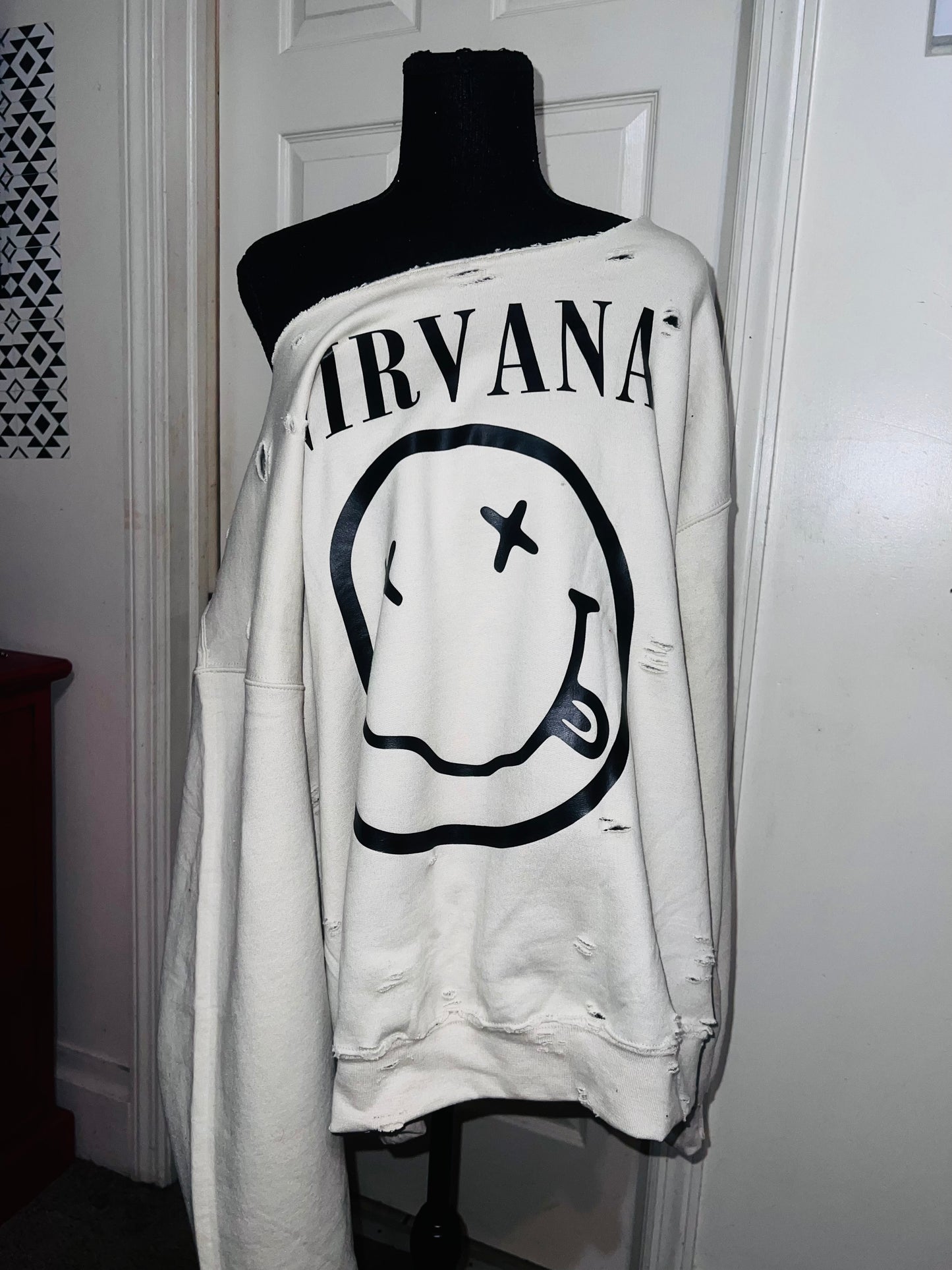 Nirvana Oversized Distressed Sweatshirt