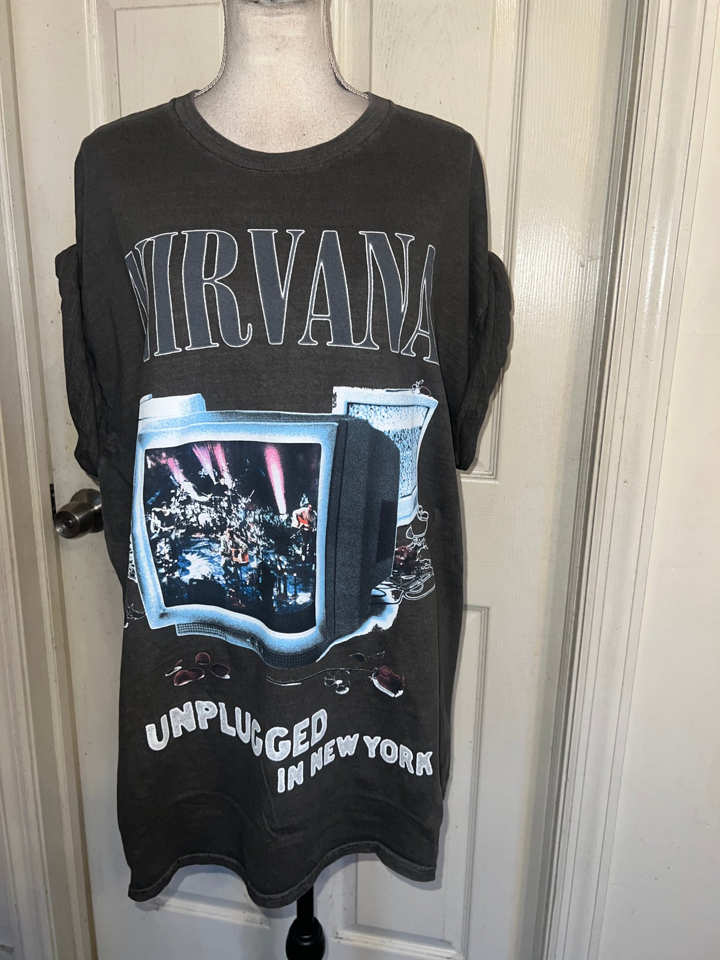 Nirvana Double Sided Oversized Distressed Tee