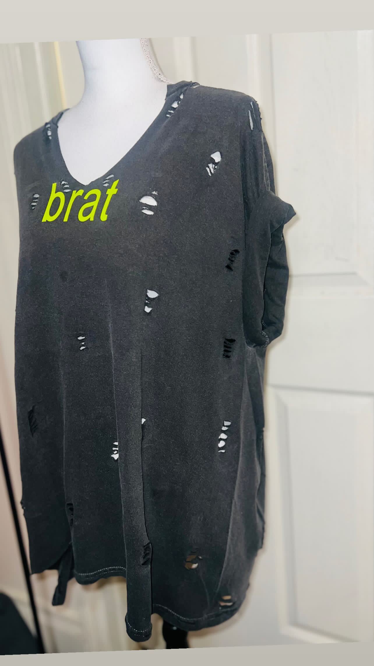 Charli XCX brat Double Sided Oversized Distressed Tee