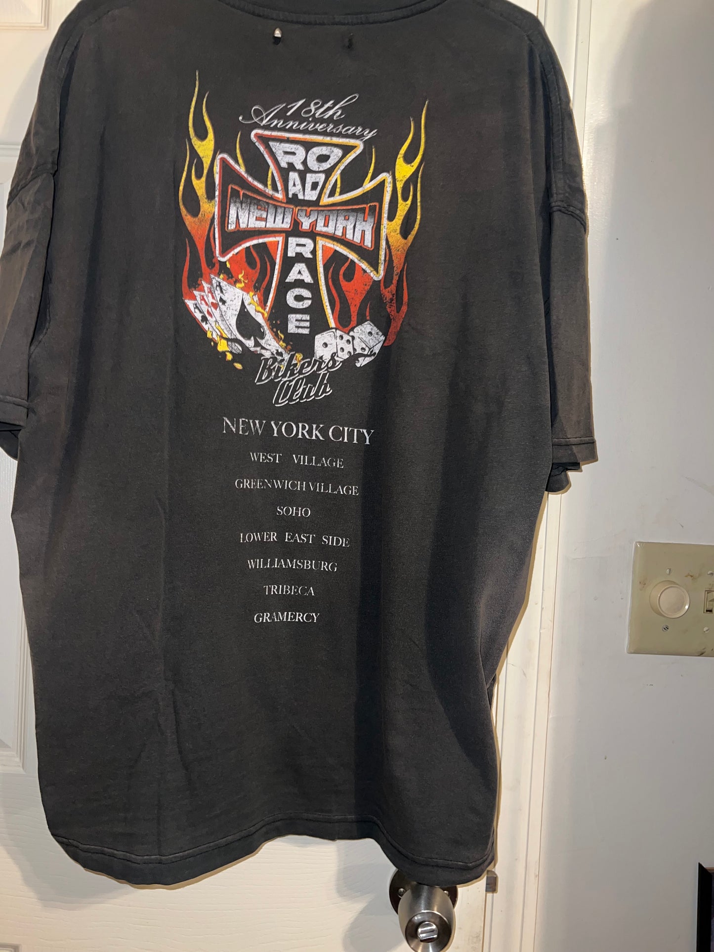 Bikers Club Road Race 18th Anniversary Oversized Distressed Tee
