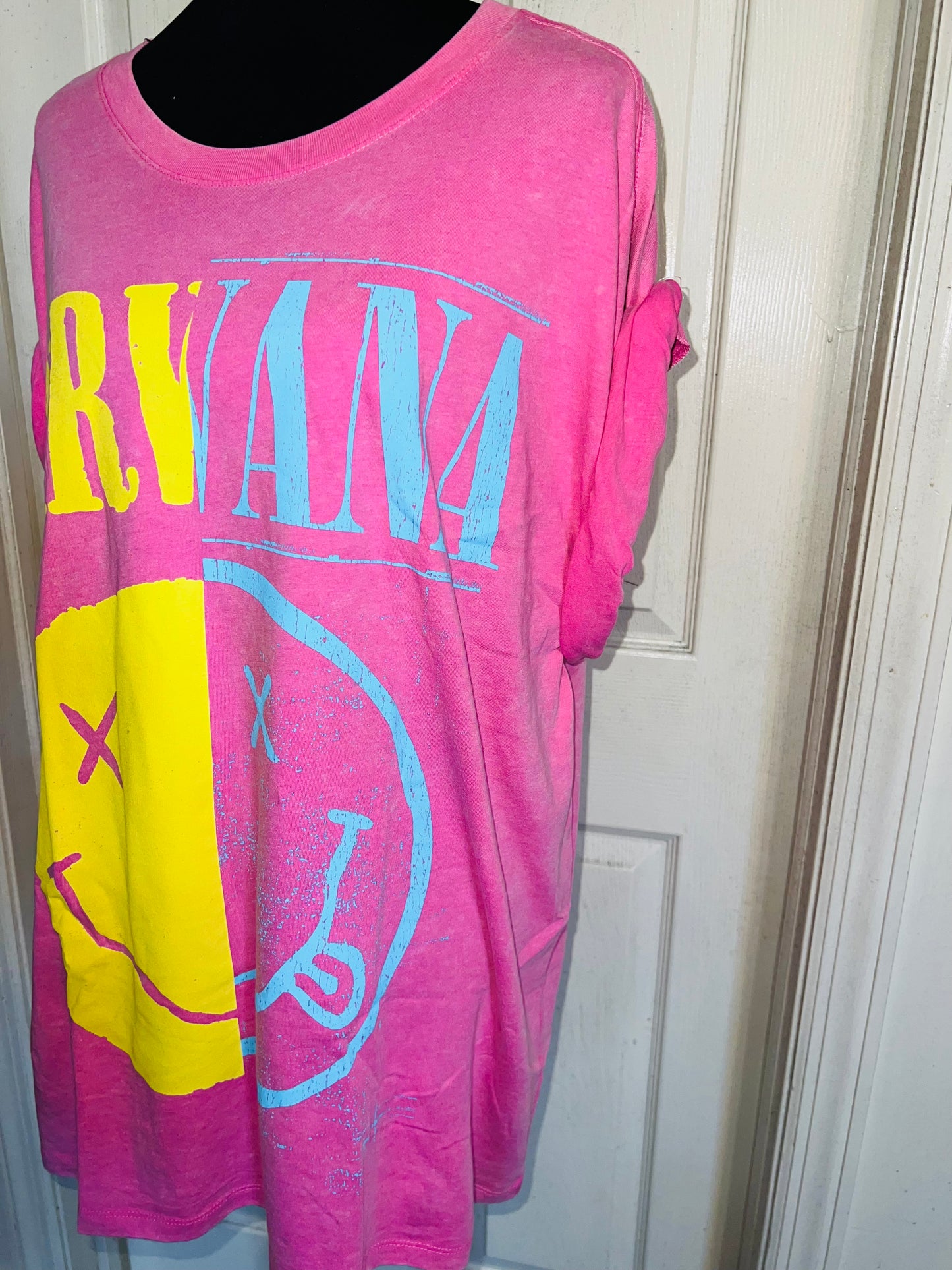 Nirvana Double Sided Oversized Distressed Tee