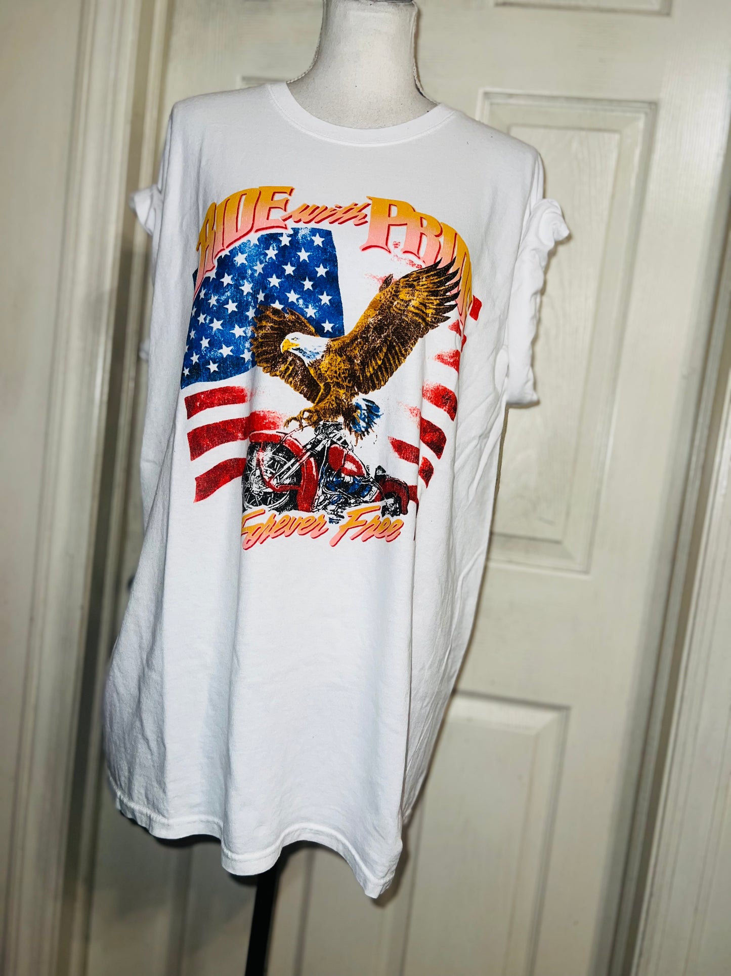Ride With Pride Oversized Distressed Tee