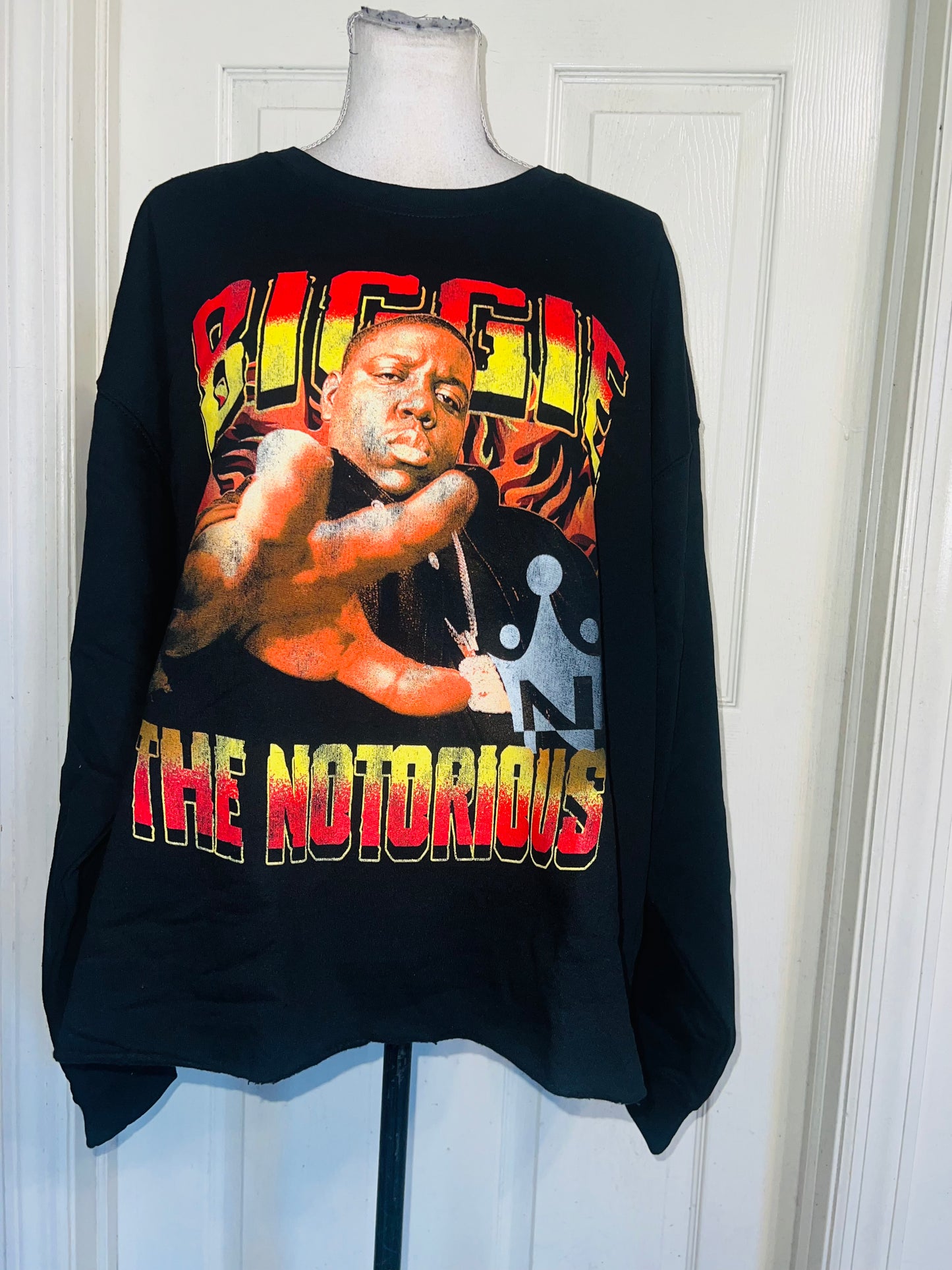 Biggie Smalls Oversized Distressed Sweatshirt