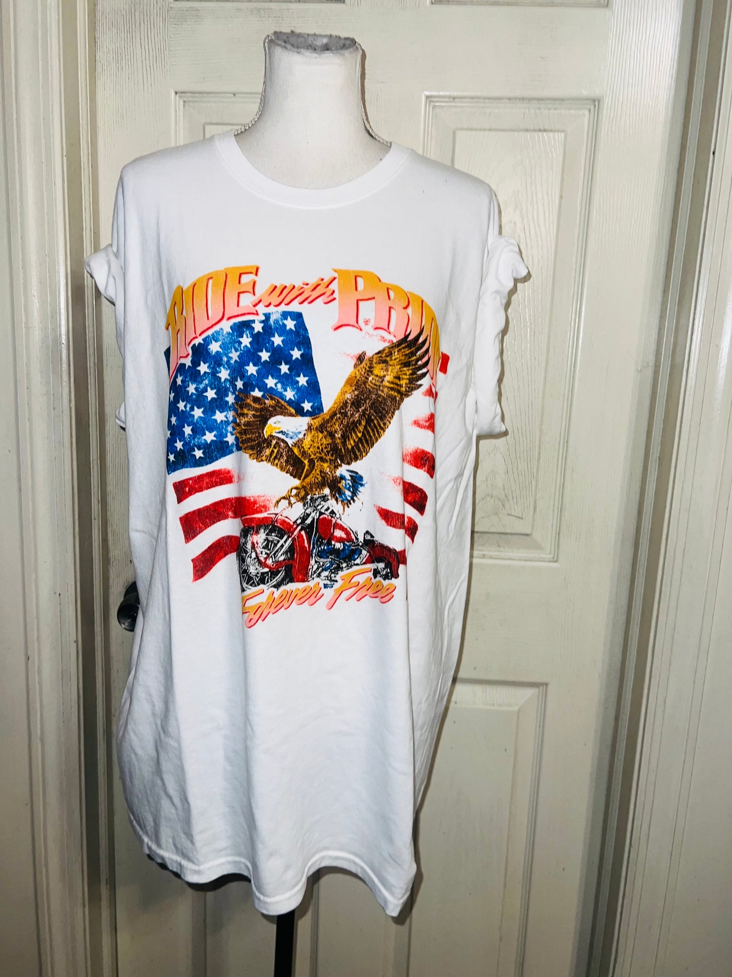 Ride With Pride Oversized Distressed Tee