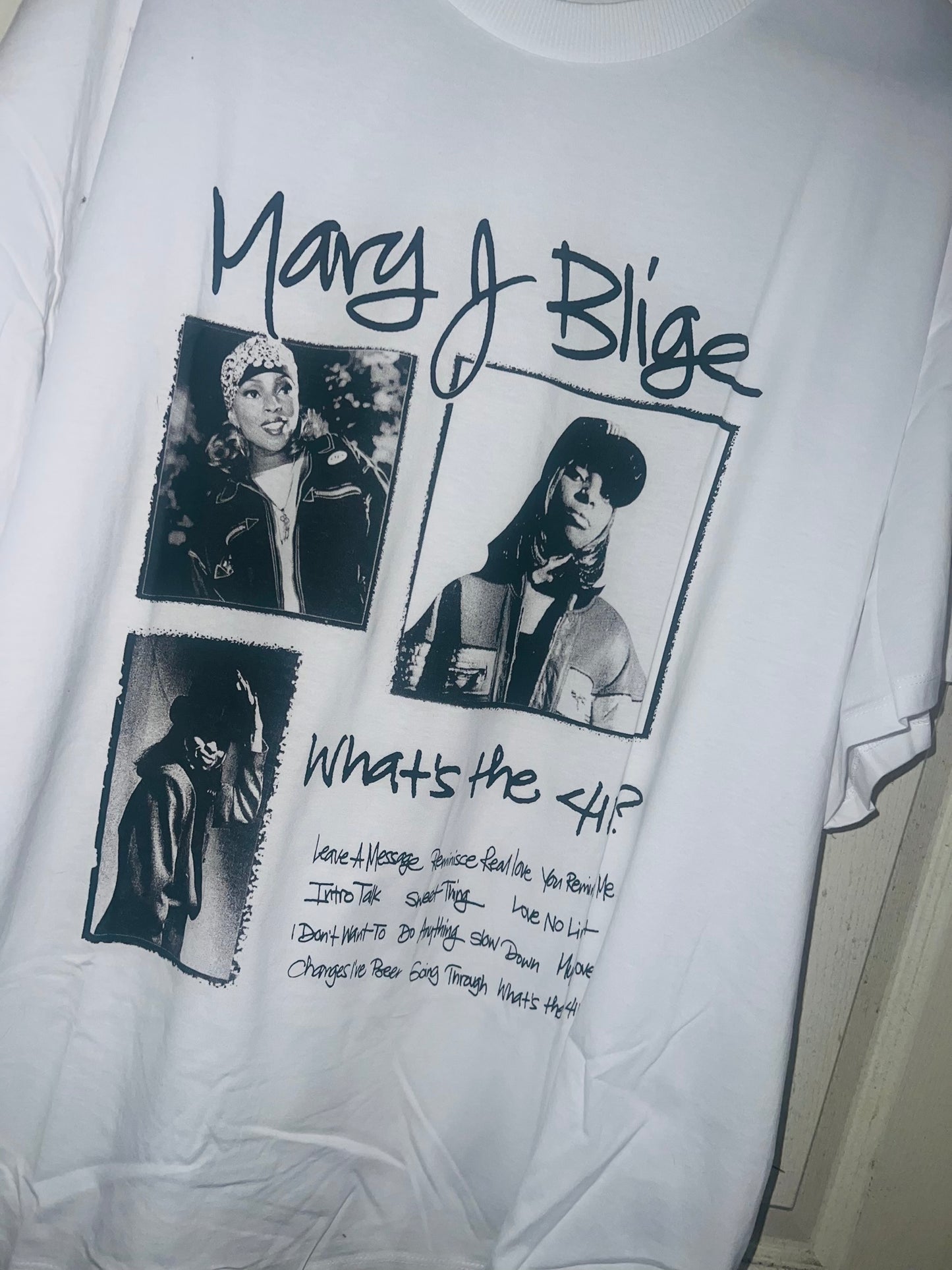 Mary J. Blige Oversized Distressed Tee