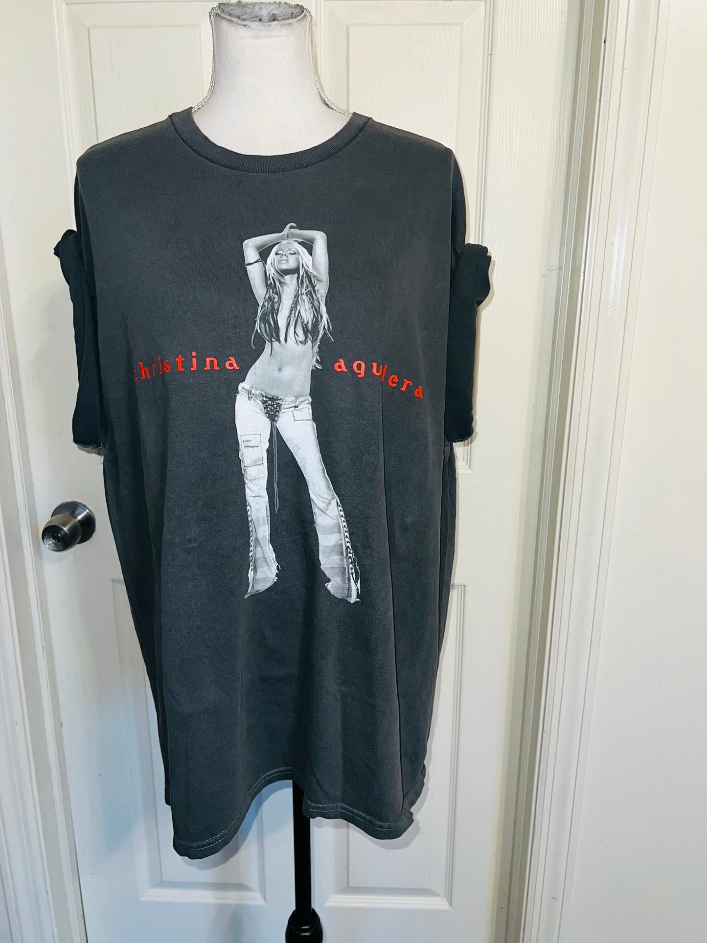 Christina Aguilera Oversized Distressed Tee