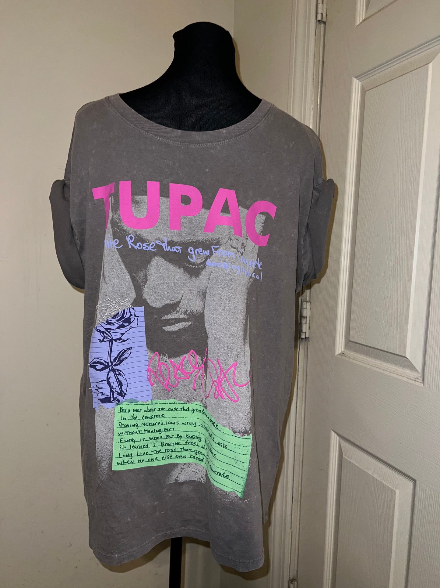 Tupac Double Sided Oversized Distressed Tee