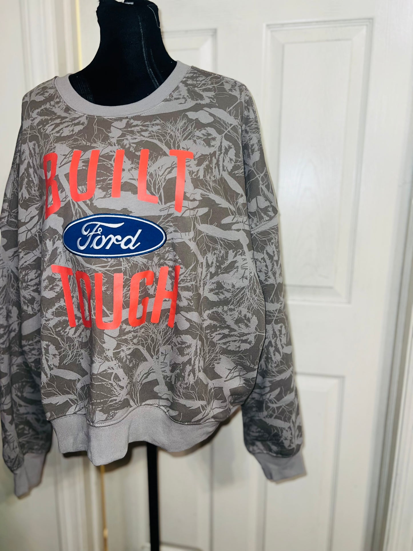 Ford Oversized Distressed Camo Sweatshirt