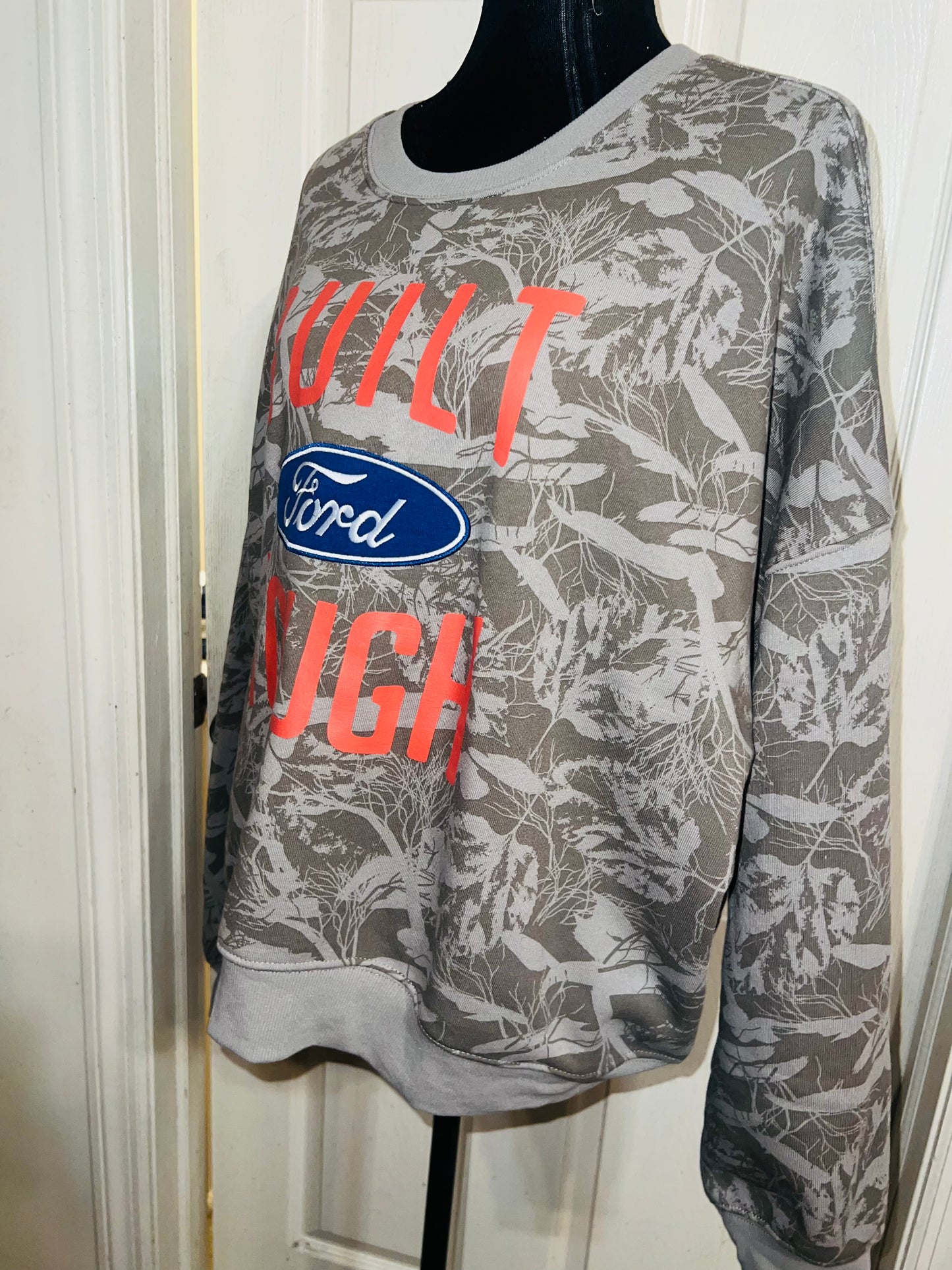 Ford Oversized Distressed Camo Sweatshirt