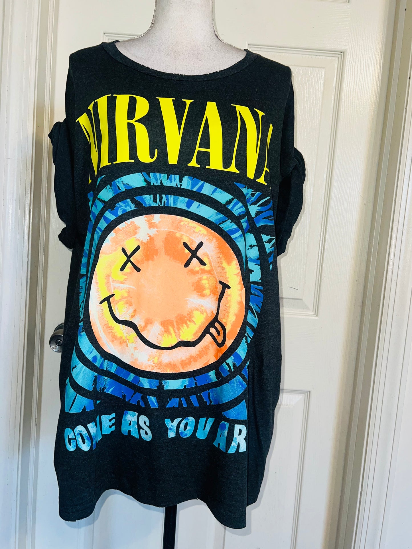Nirvana Double Sided Oversized Distressed Tee