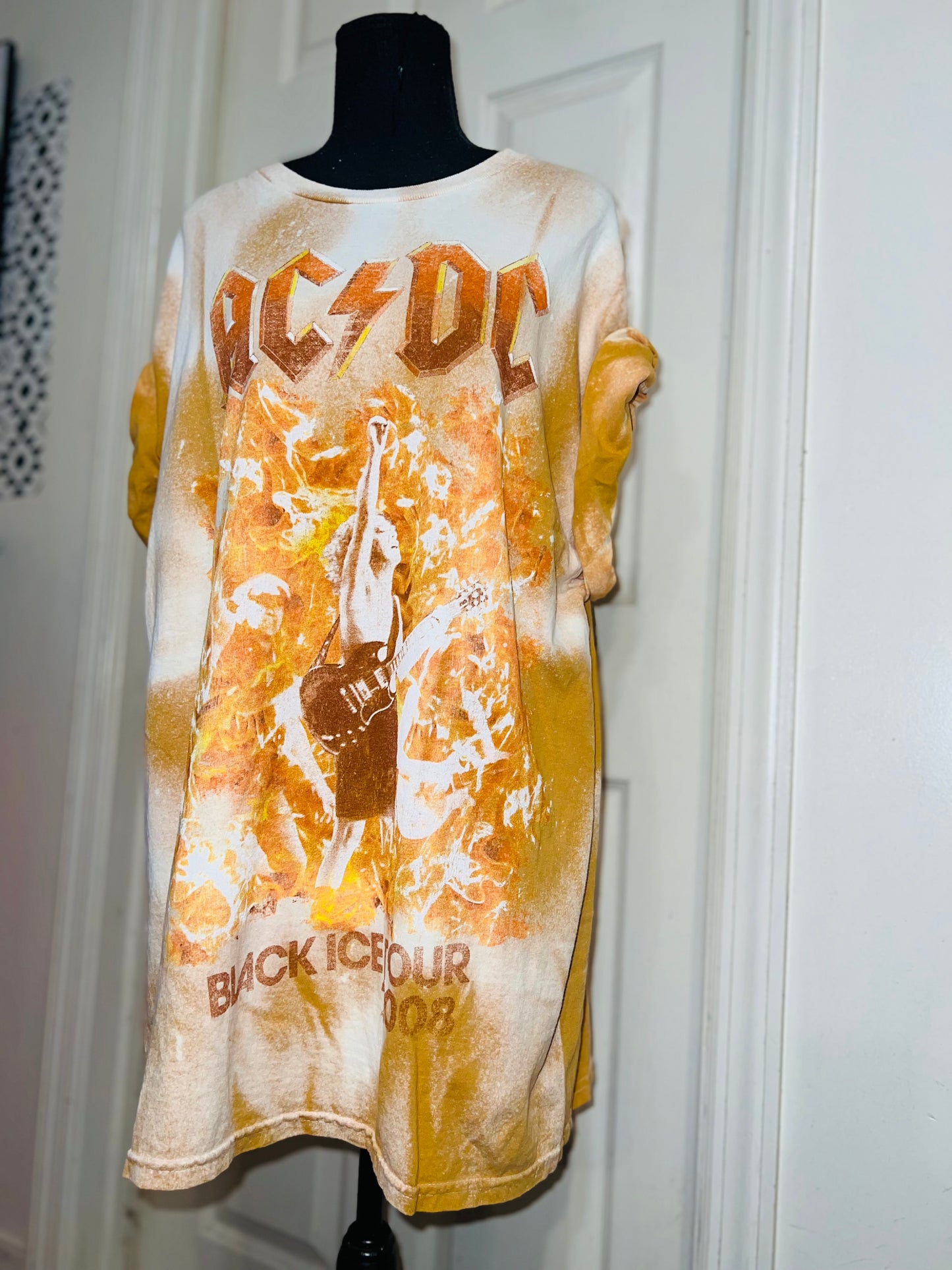 AC/DC Bleached Oversized Distressed Tee