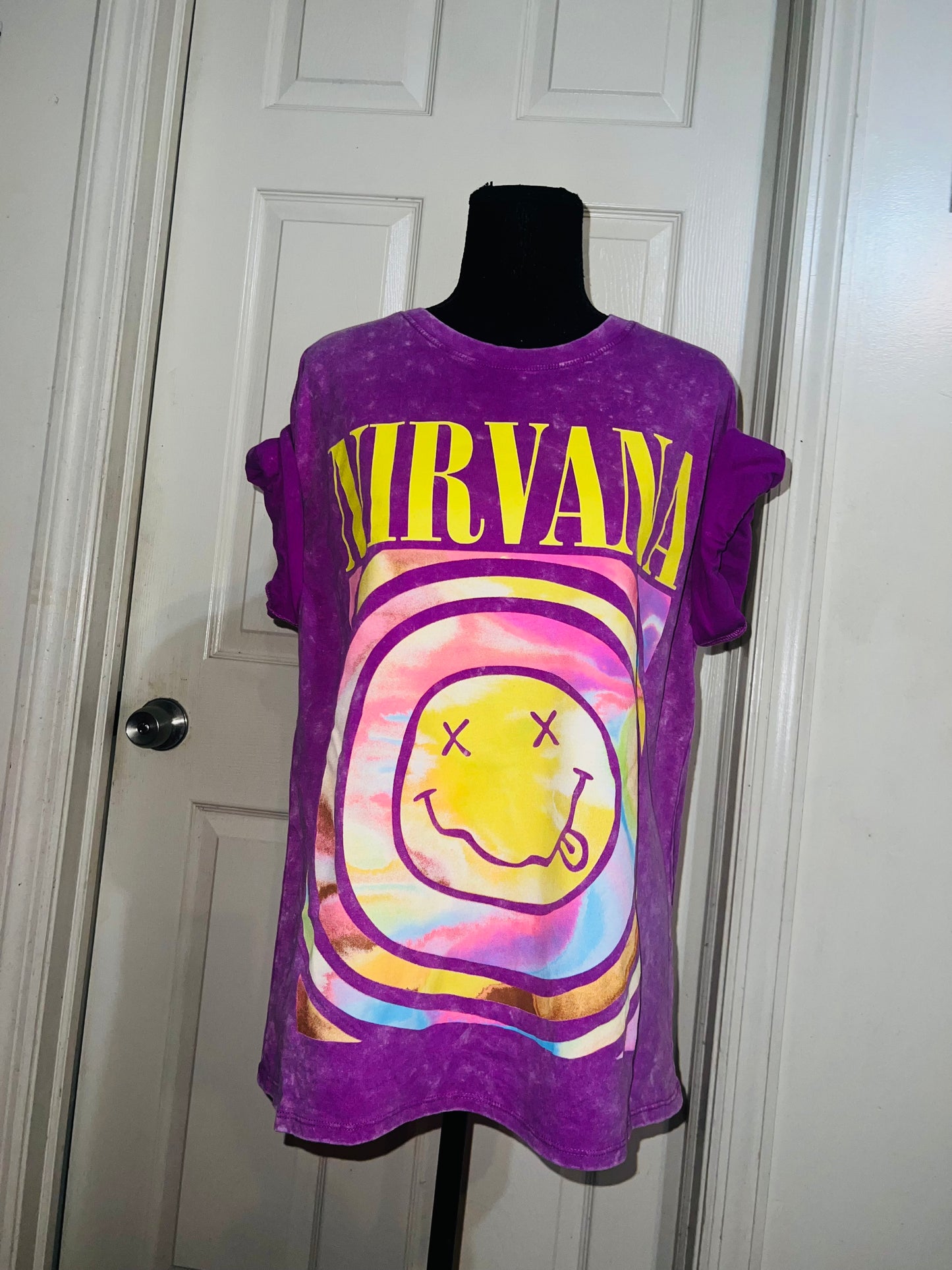 Nirvana Double Sided Oversized Distressed Tee