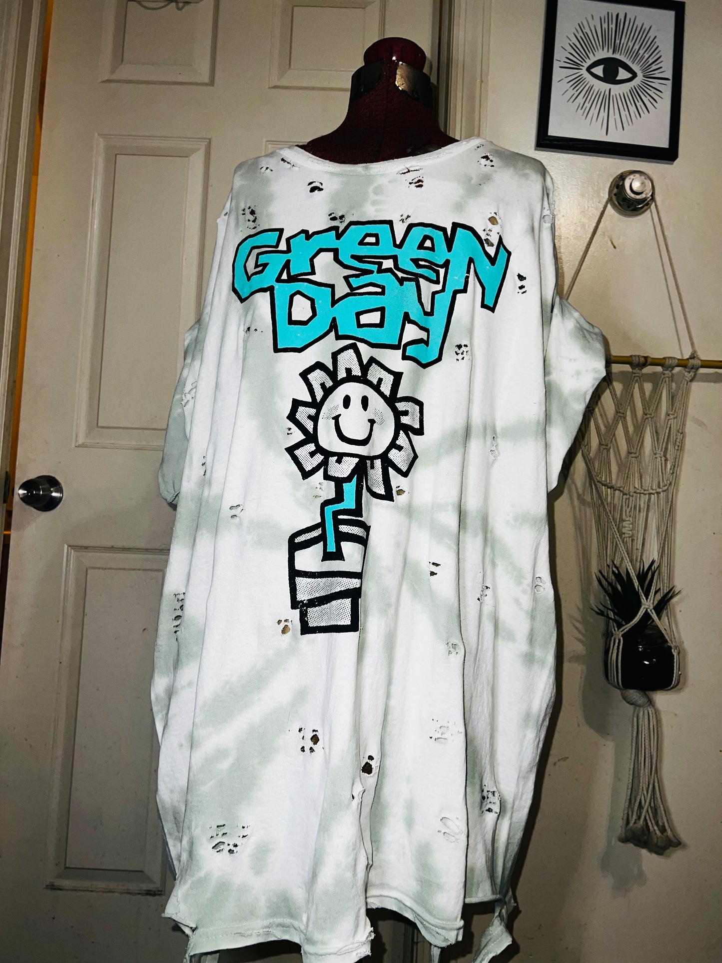 Green Day Tie Dye Double Sided Distressed Tee
