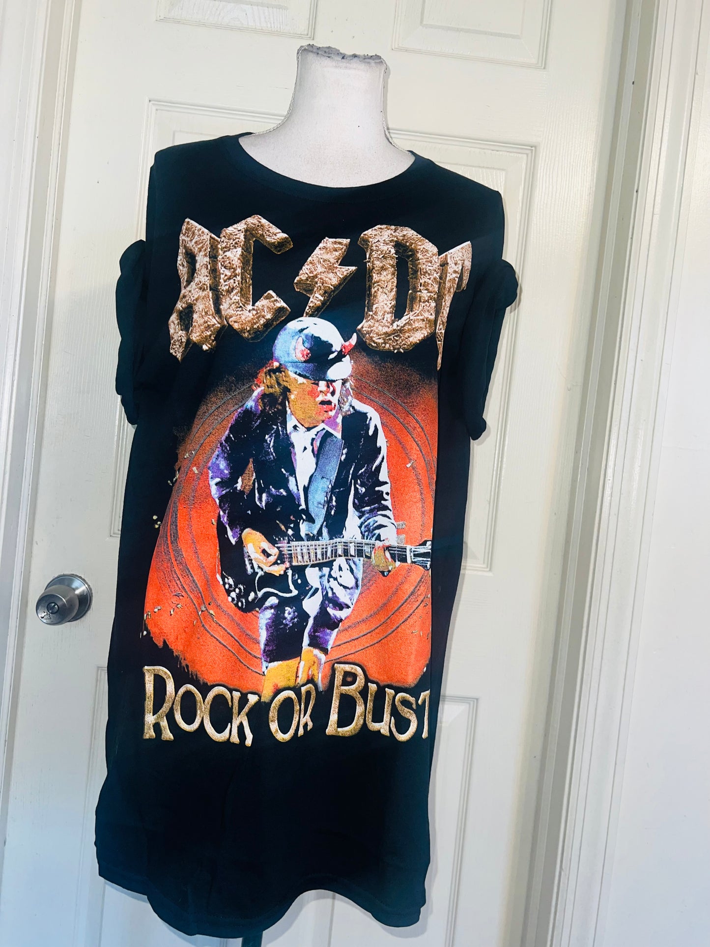 AC/DC Double Sided Oversized Distressed Tee