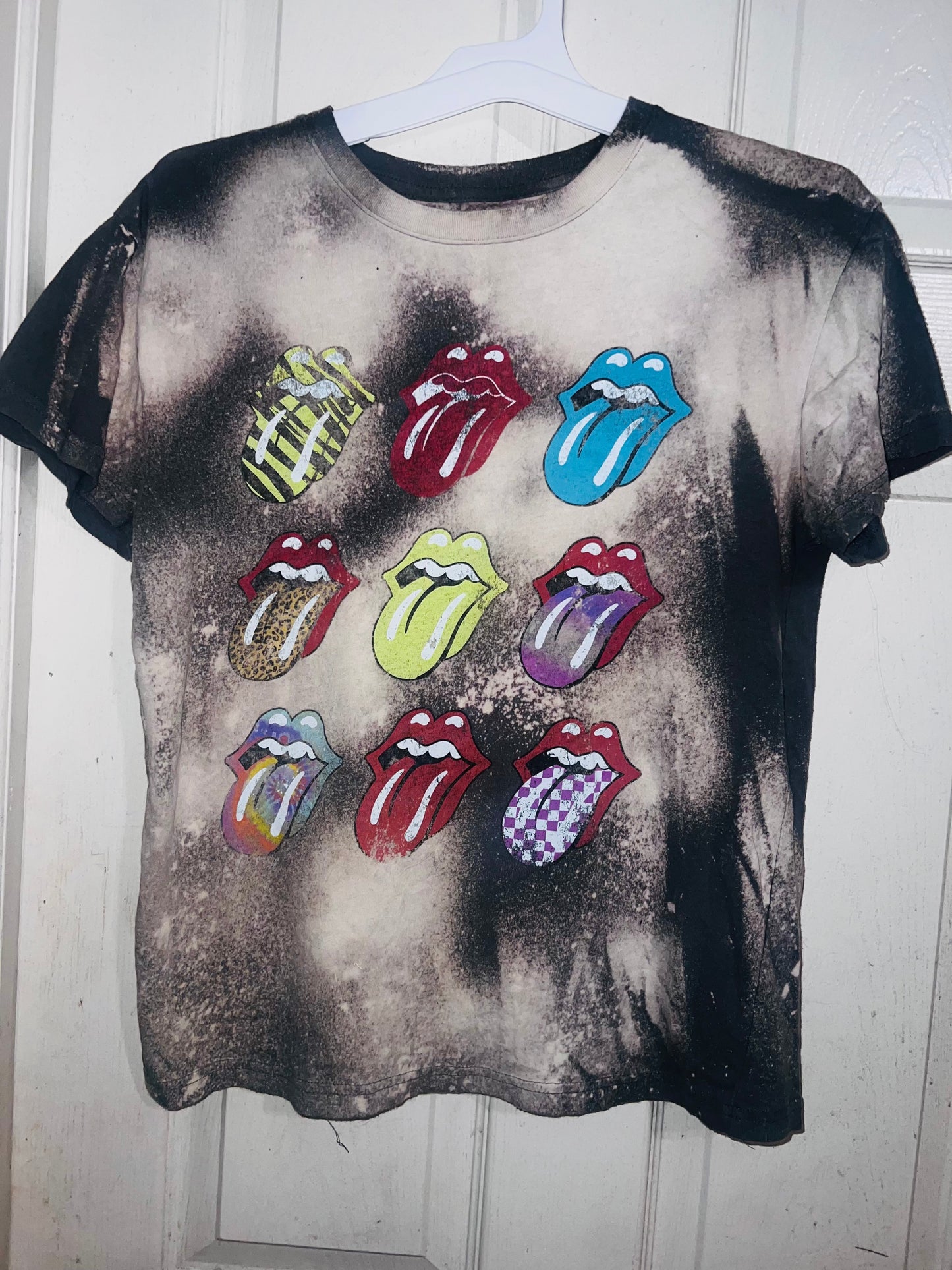 Bleached The Rolling Stones Multi Color Distressed Tee
