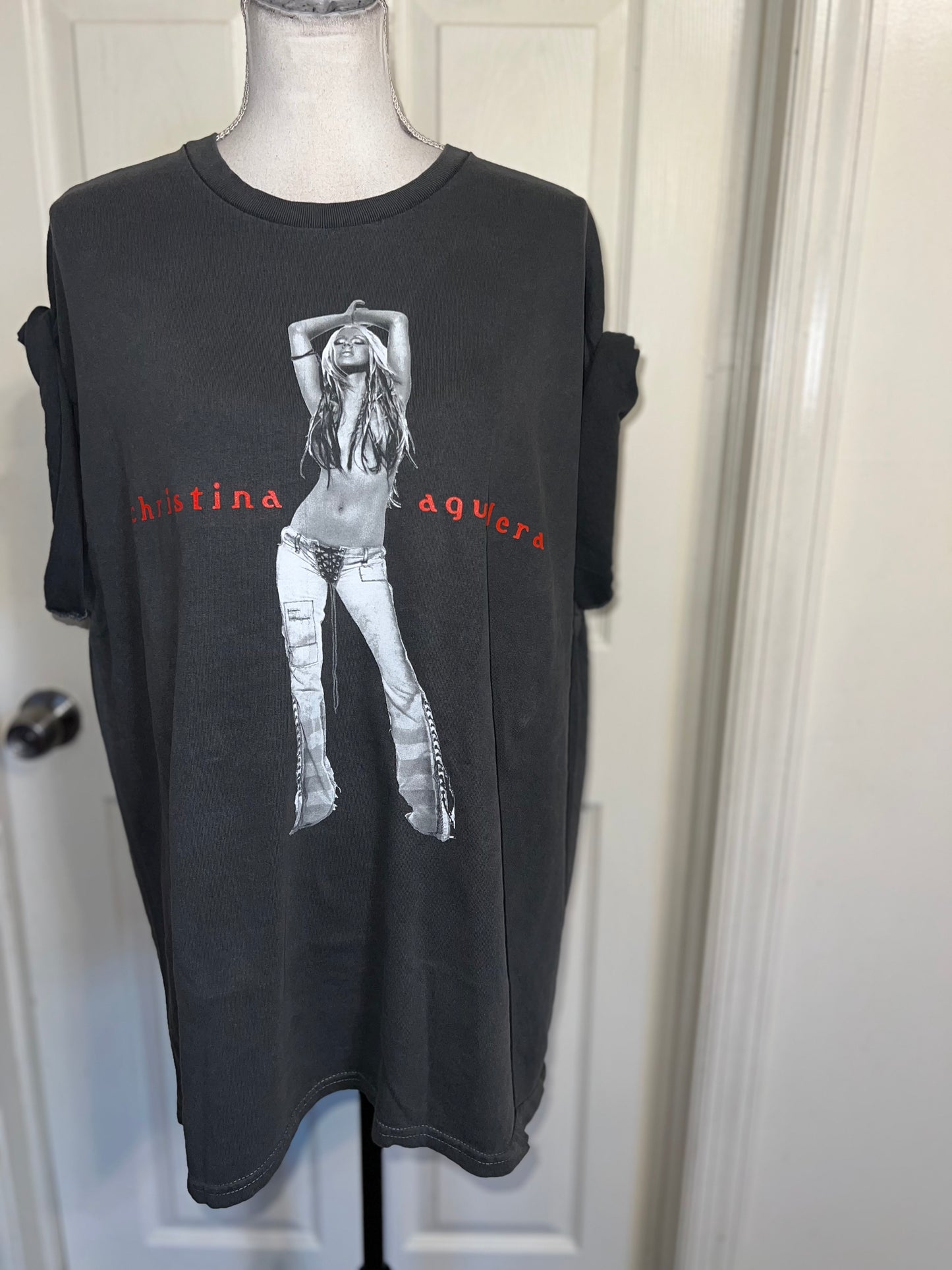 Christina Aguilera Oversized Distressed Tee