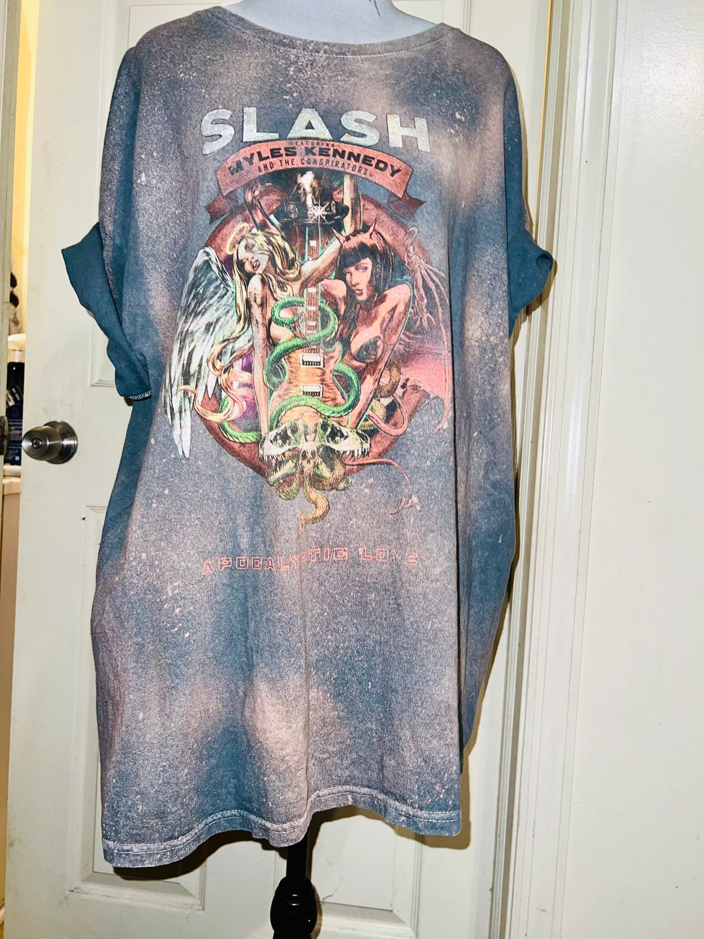 Bleached Slash Distressed Oversized Tee