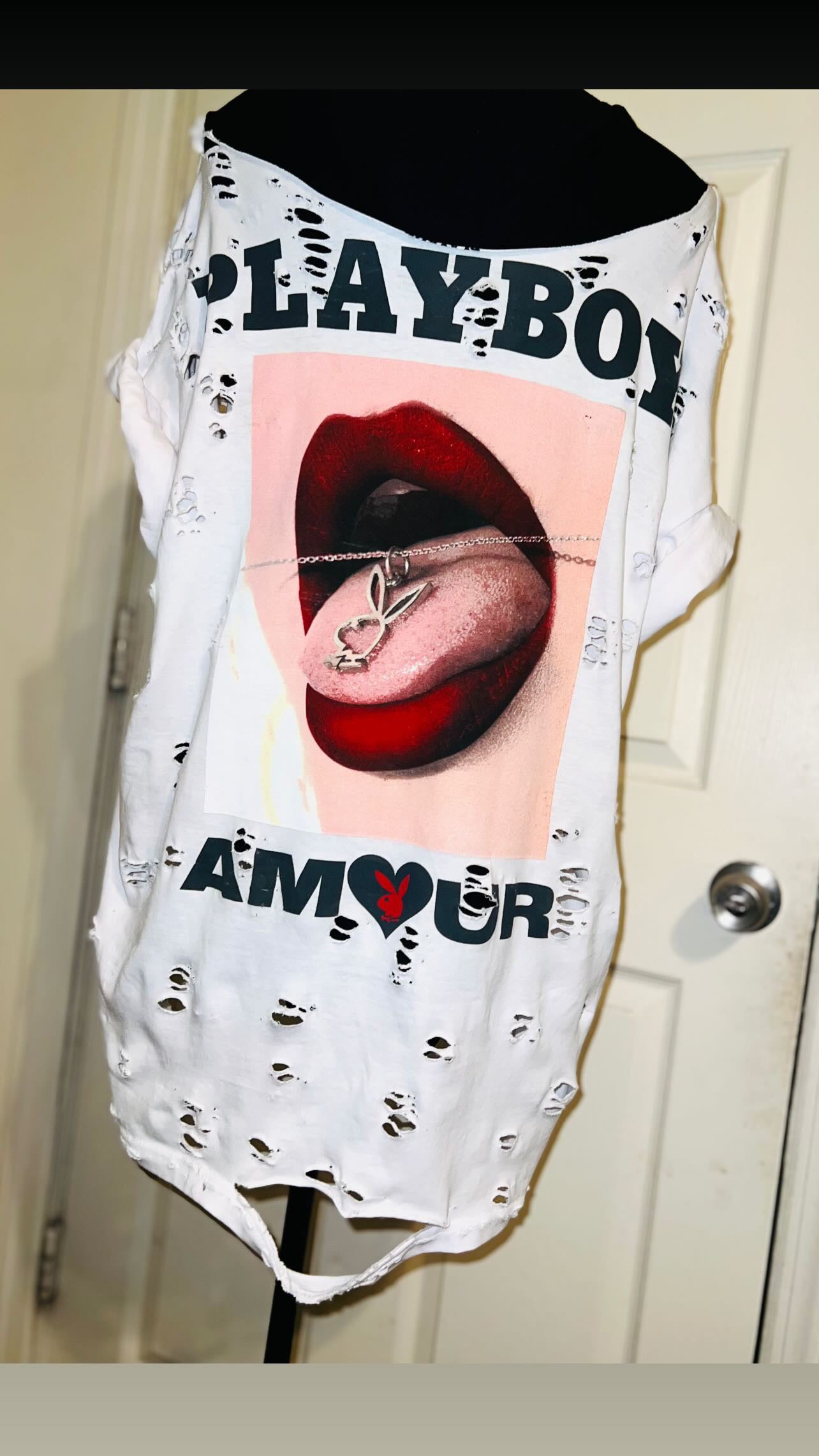 Playboy Double Sided Oversized Distressed Tee