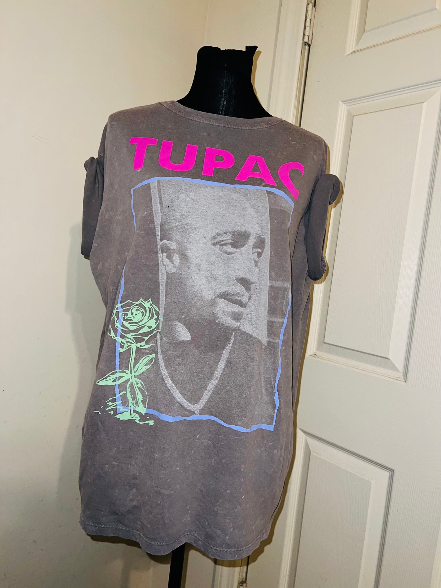 Tupac Double Sided Oversized Distressed Tee