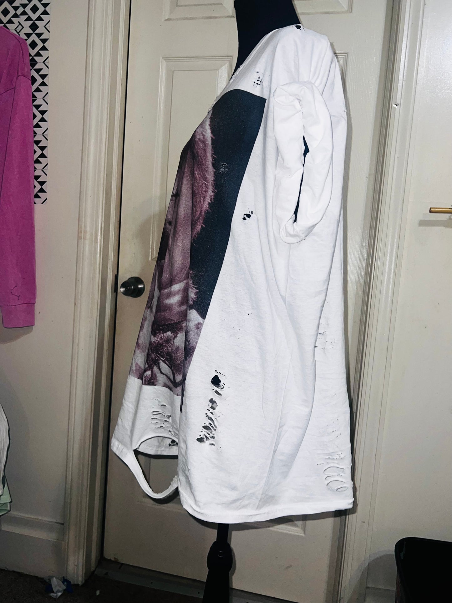 David Bowie Black & White Oversized Distressed Tee