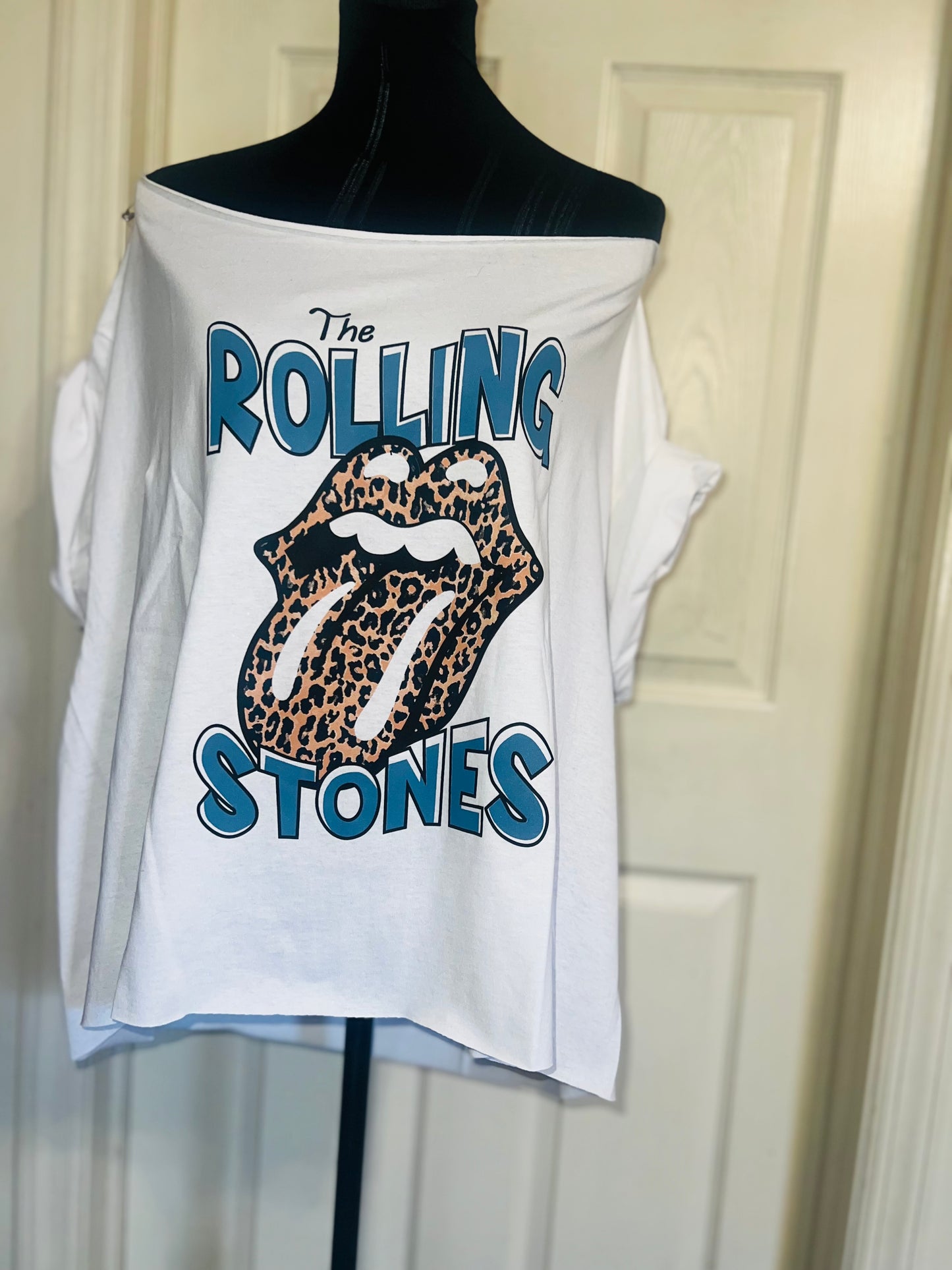 Rolling Stones Off The Shoulder Oversized Distressed Tee