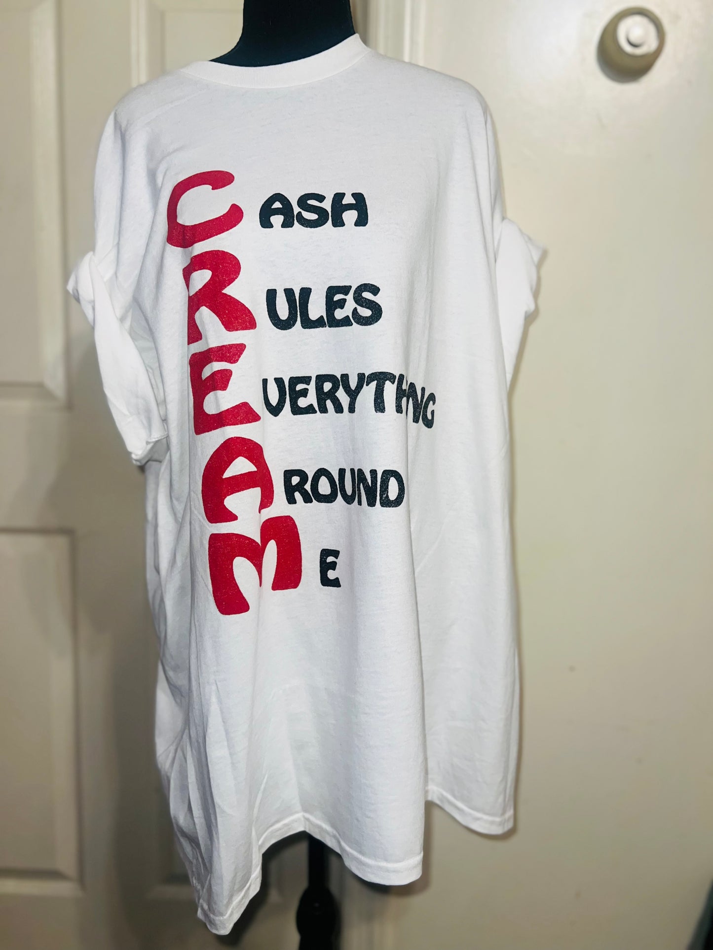 Wu-Tang CREAM Oversized Distressed Tee