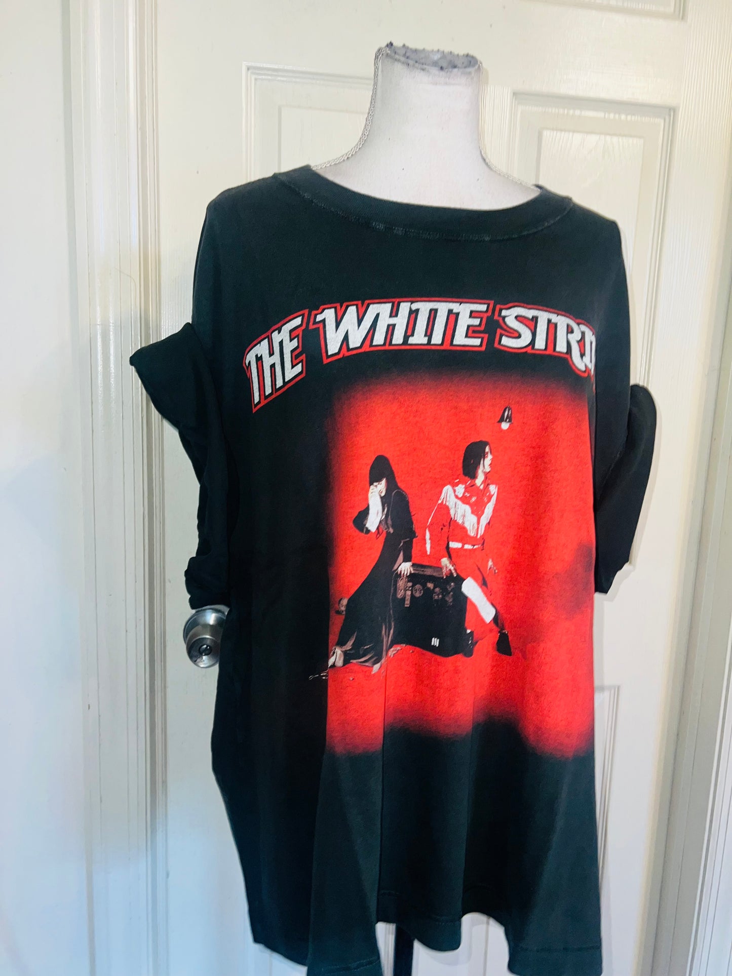 The White Stripes Double Sided Oversized Distressed Tee