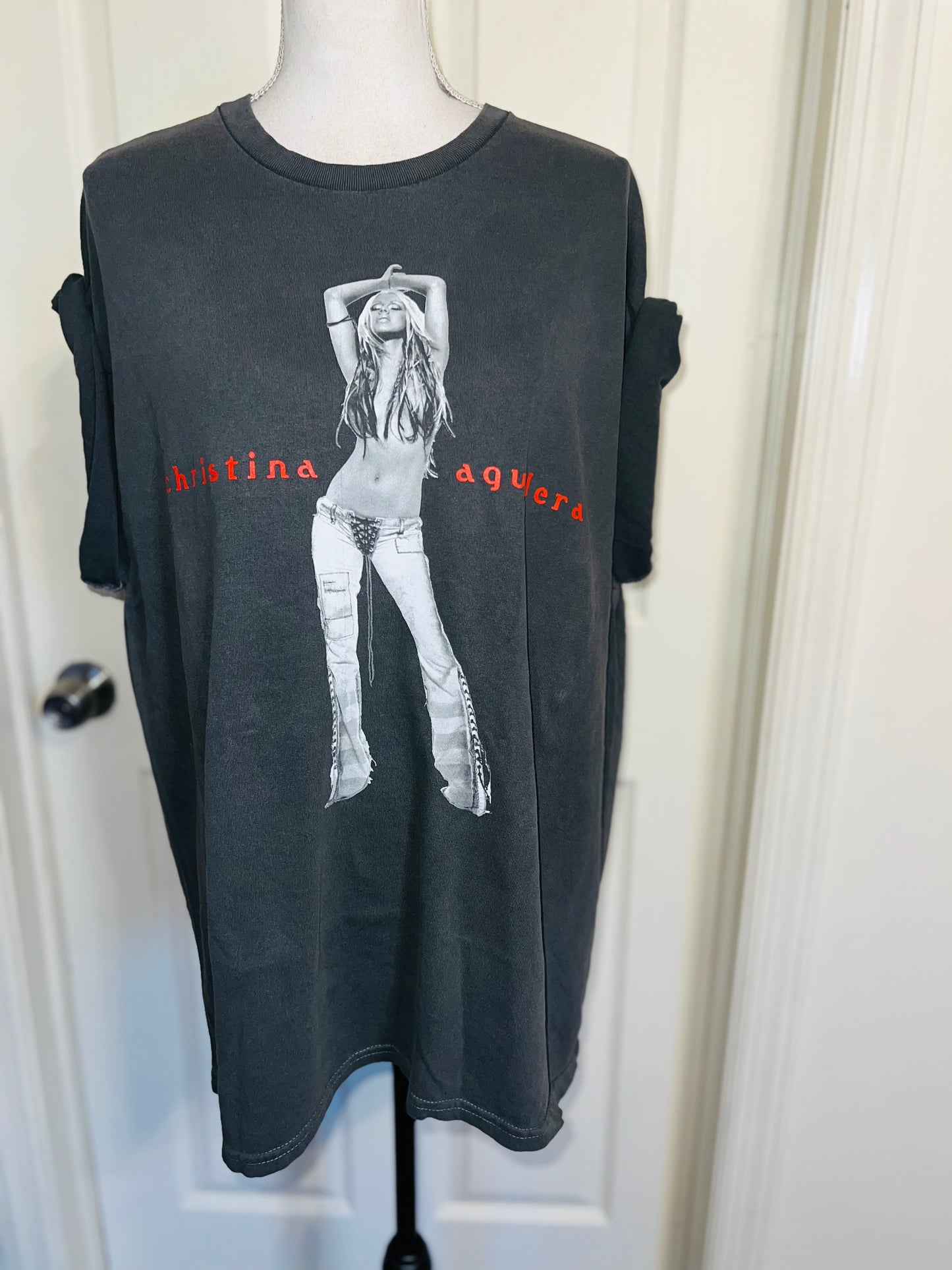Christina Aguilera Oversized Distressed Tee