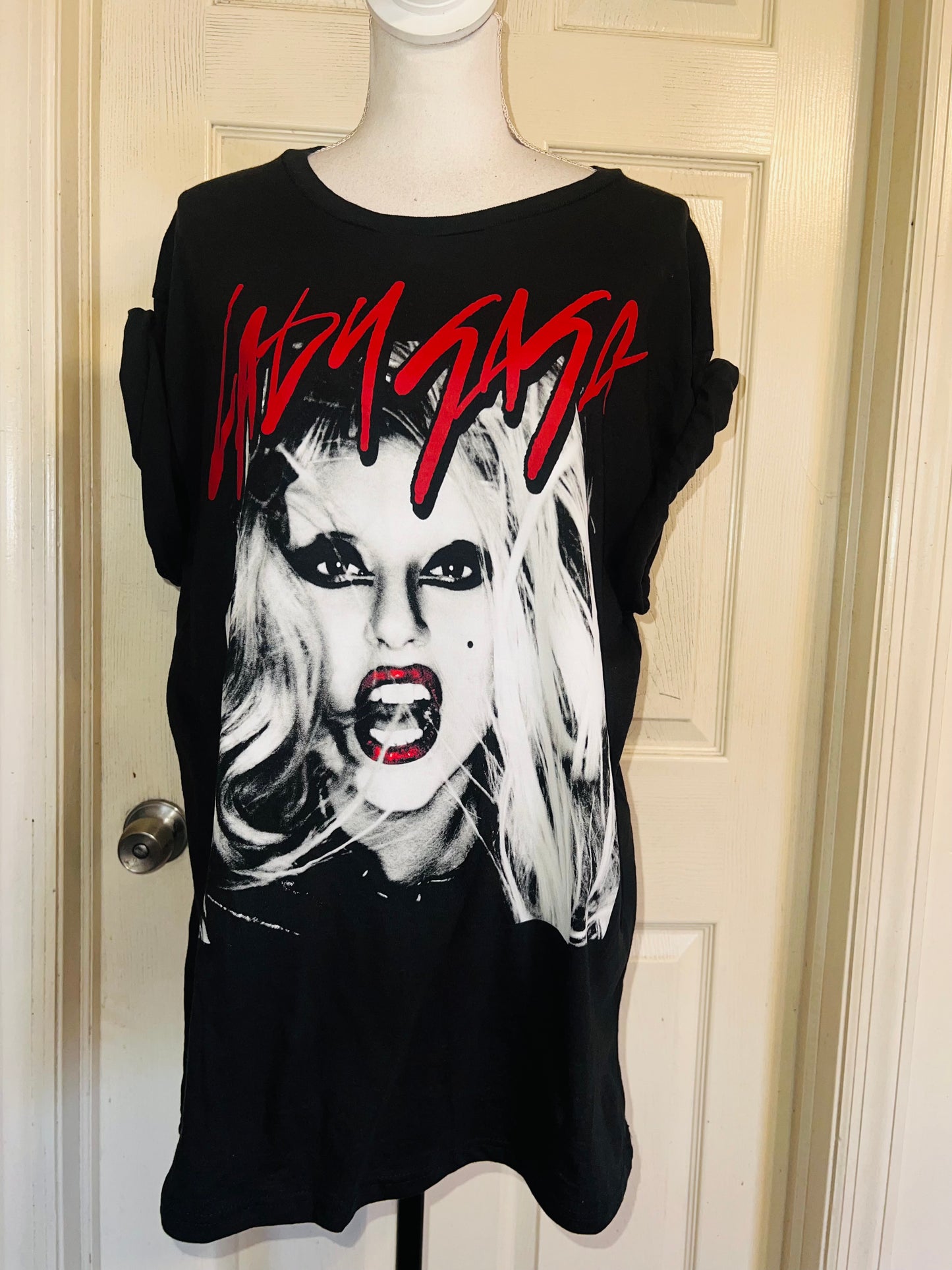 Lady Gaga Oversized Distressed Tee