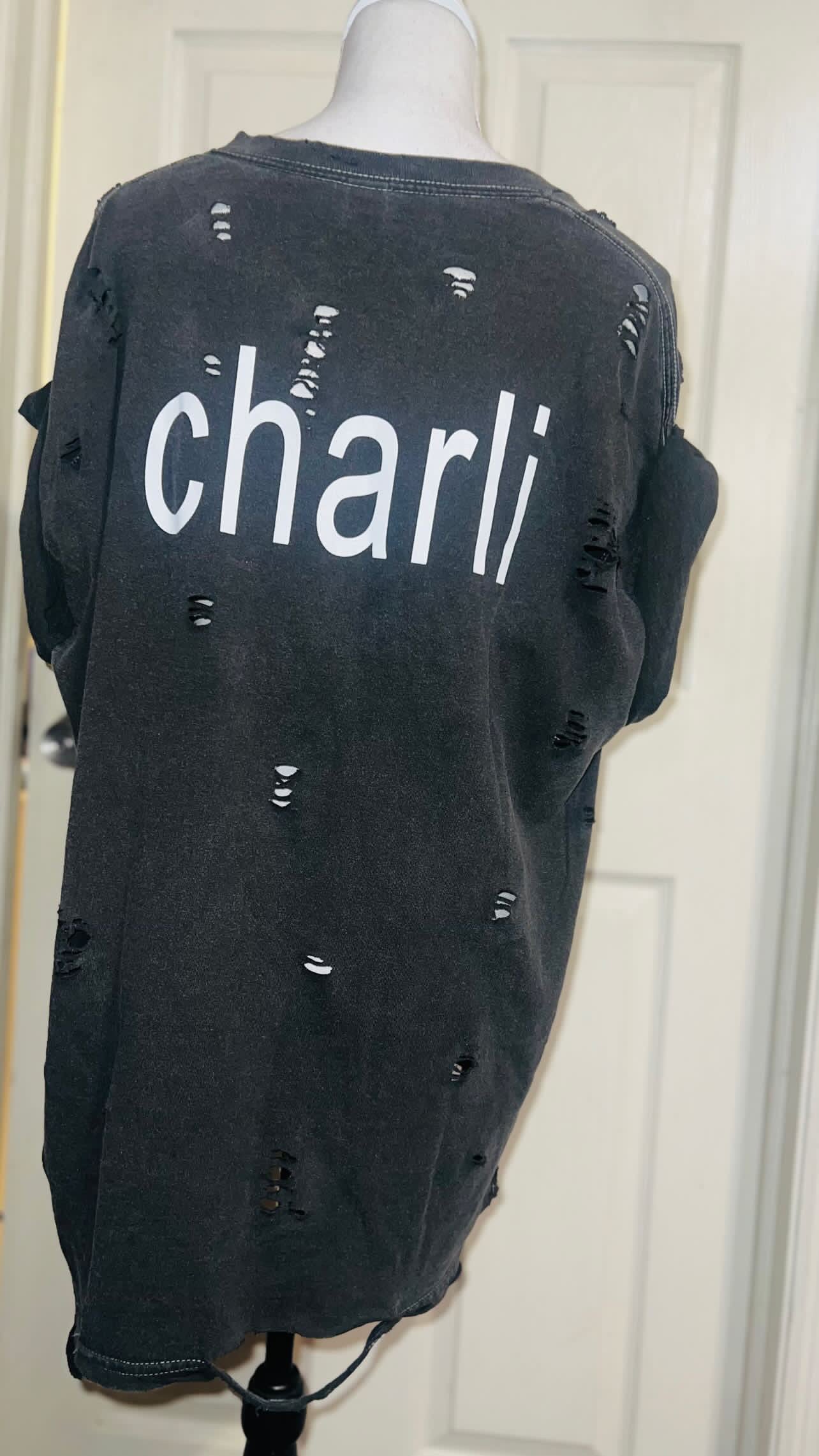 Charli XCX brat Double Sided Oversized Distressed Tee