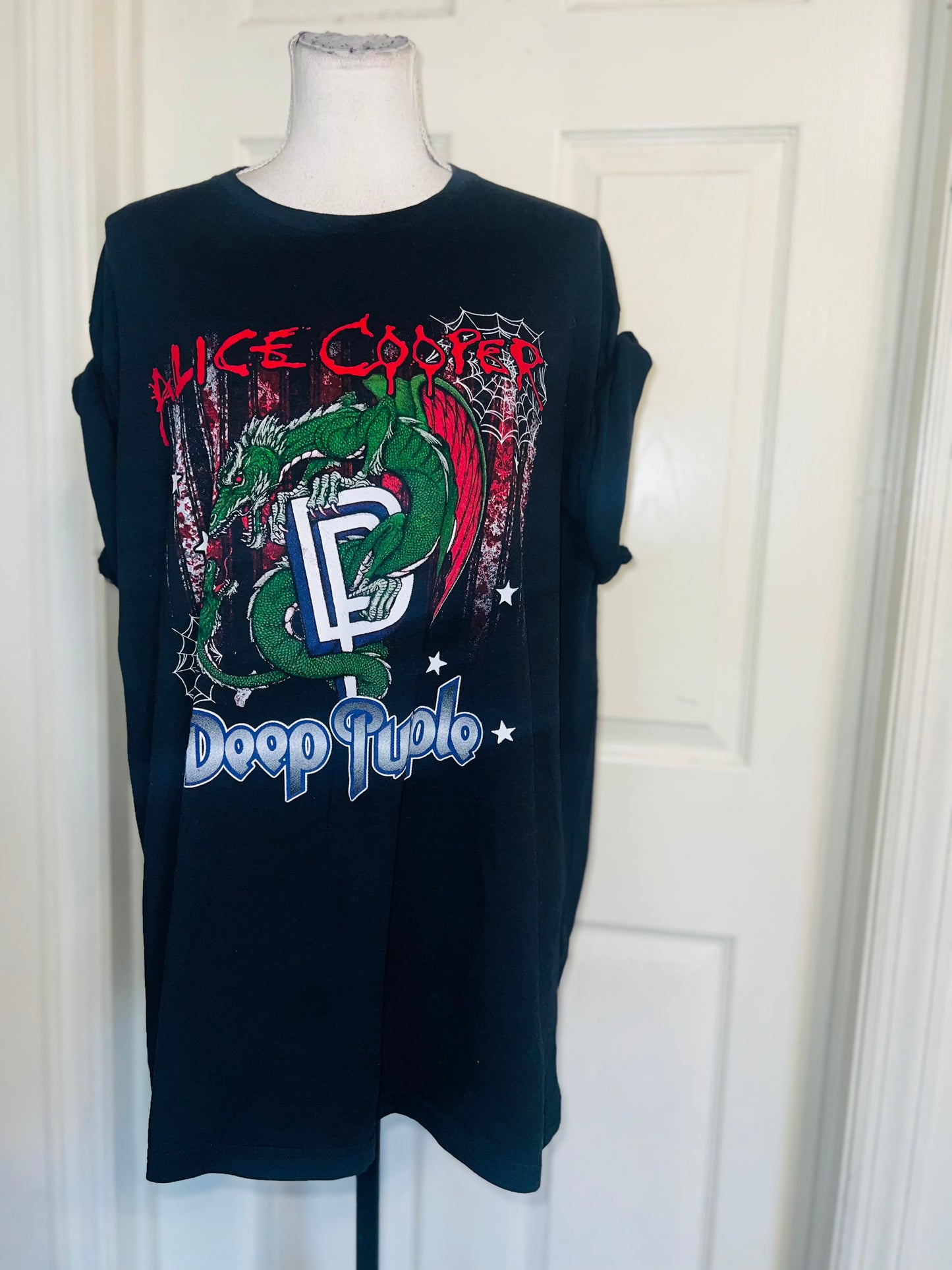 Alice Cooper and Deep Purple Double Sided Oversized Distressed Tee