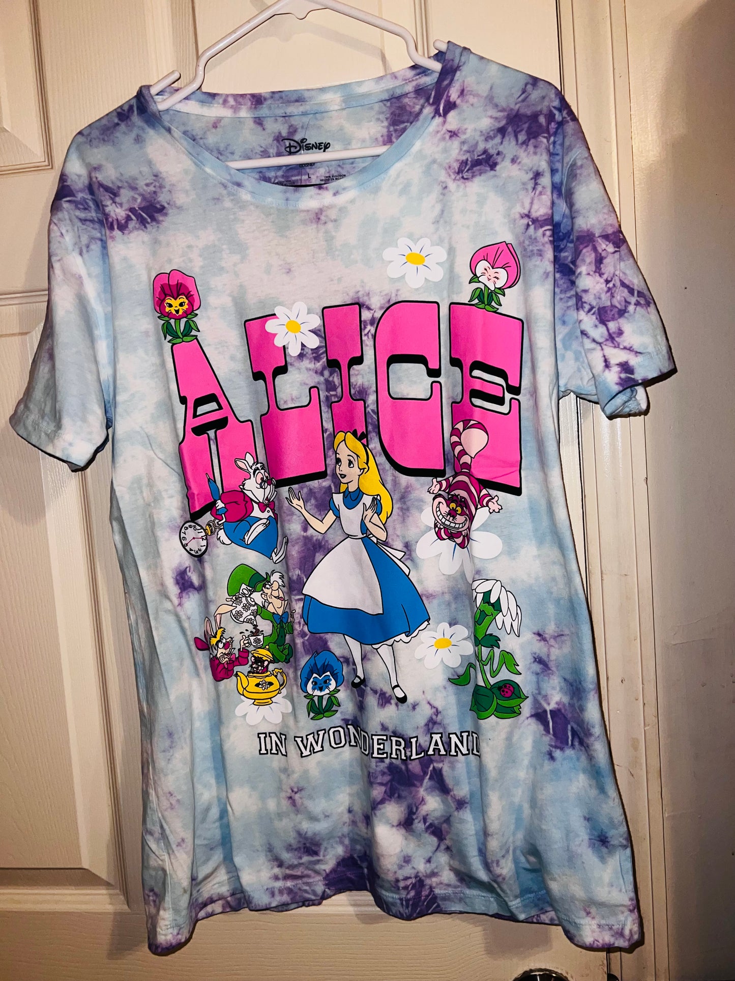 Alice in Wonderland Tie Dye Oversized Distressed Tee