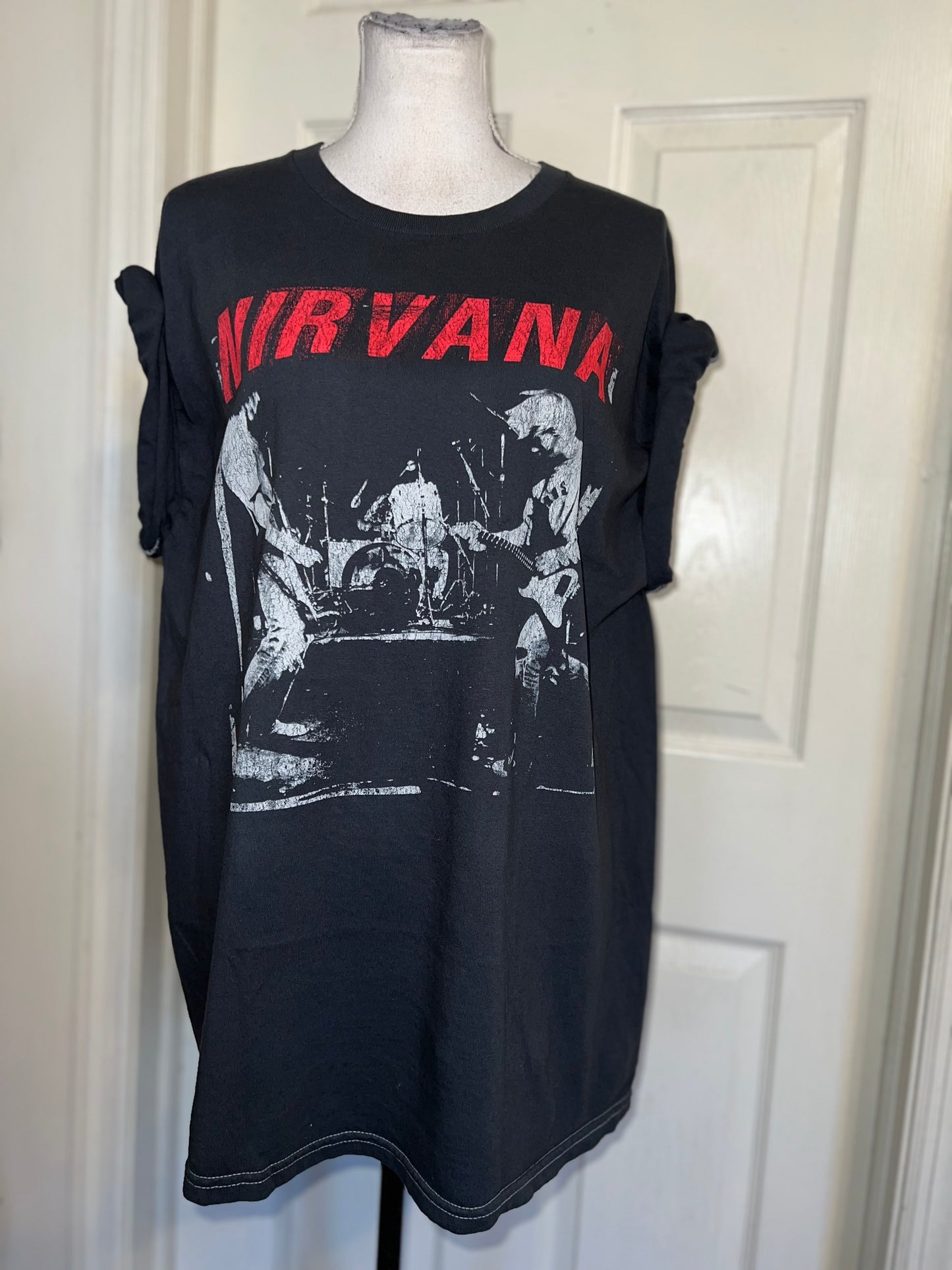 Nirvana Double Sided Oversized Distressed Tee