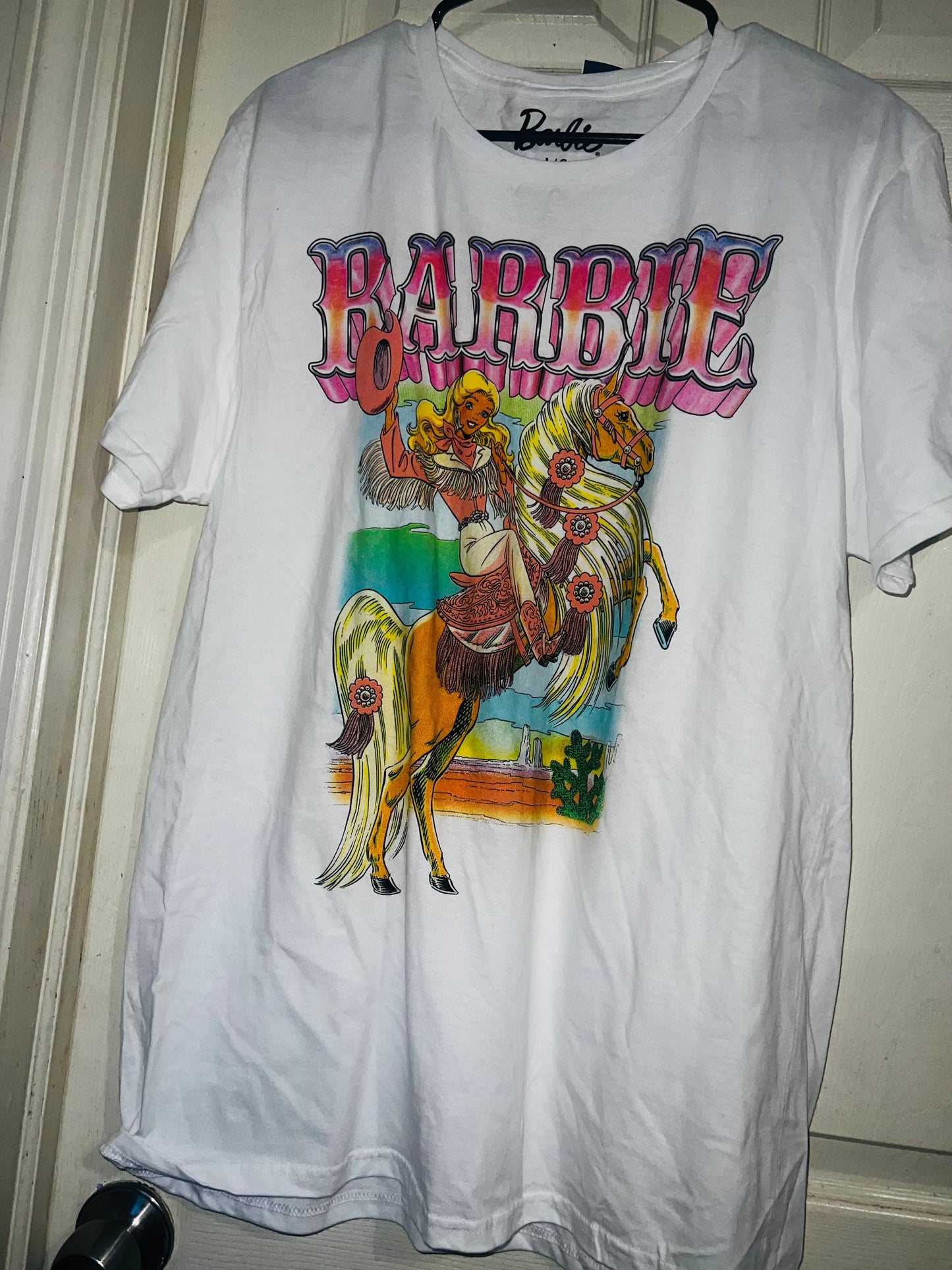 Barbie Cowgirl Oversized Distressed Tee